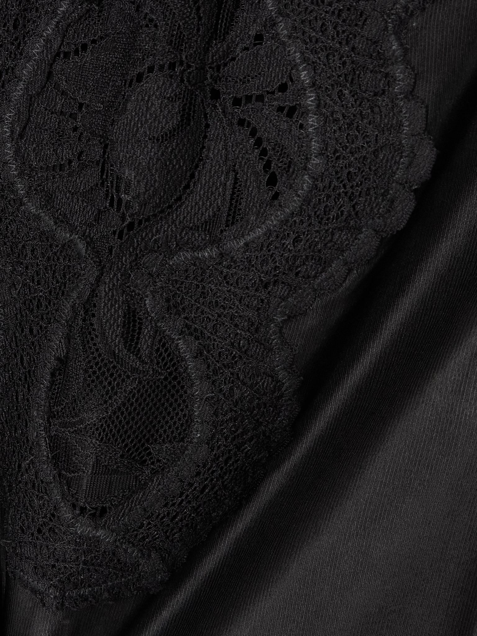 Lace and satin turtleneck top Black - 5