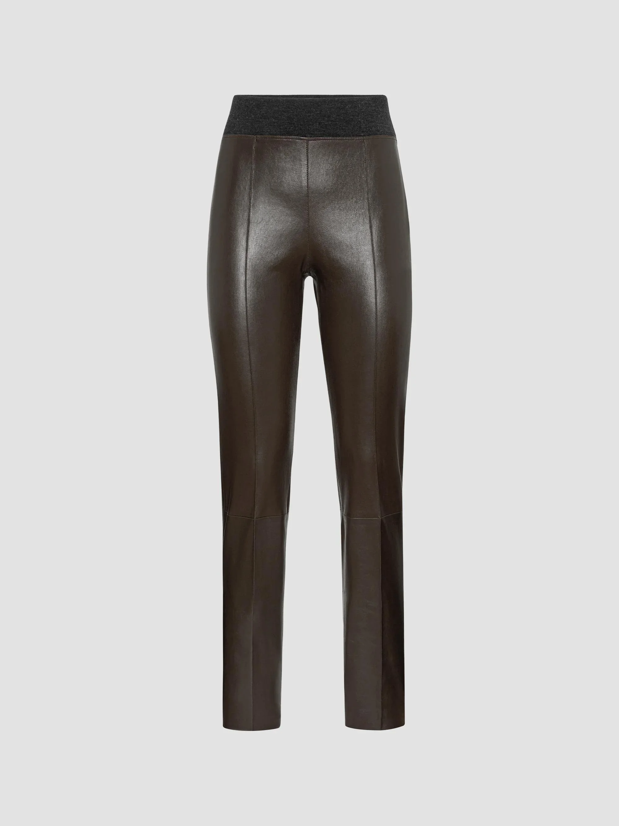 Women's Stretch Nappa Leather Leggings - Rust Brown - 1