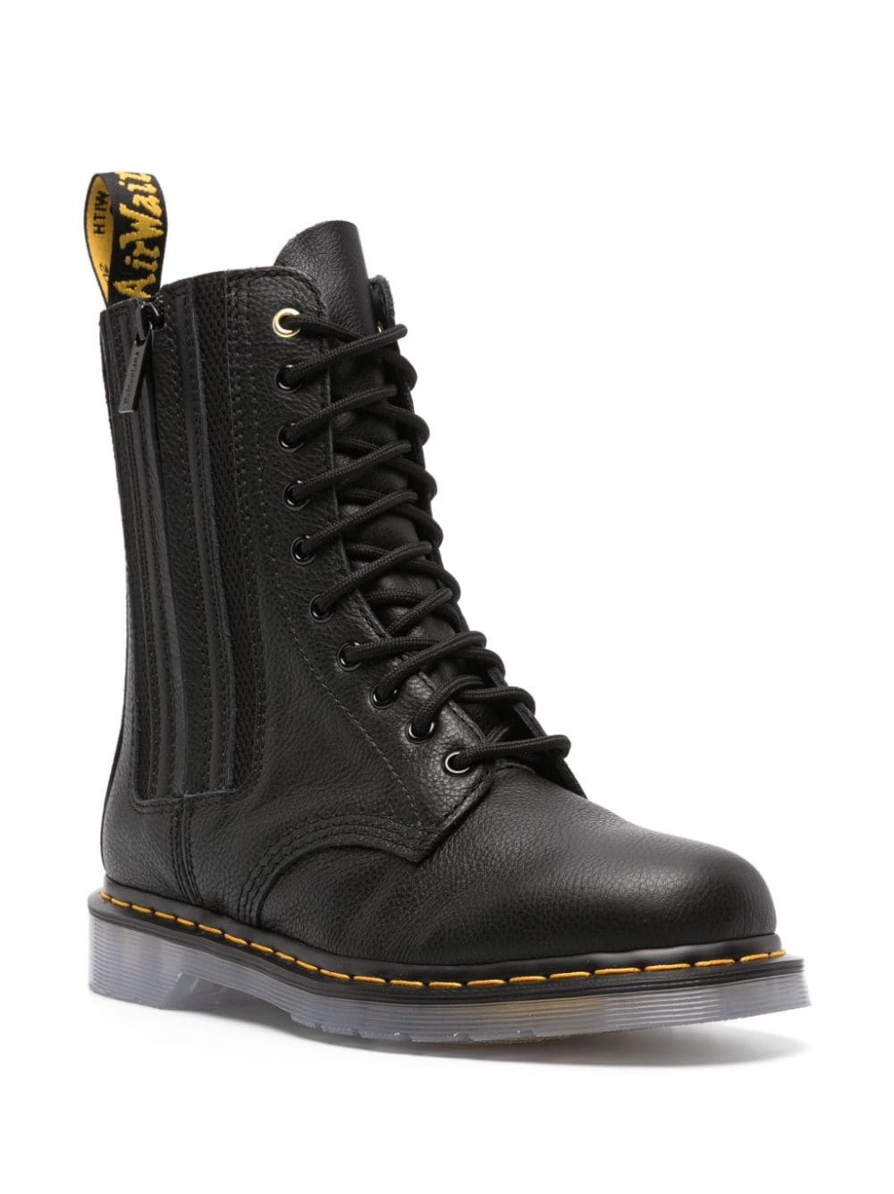 logo pull-tab leather boots - 2