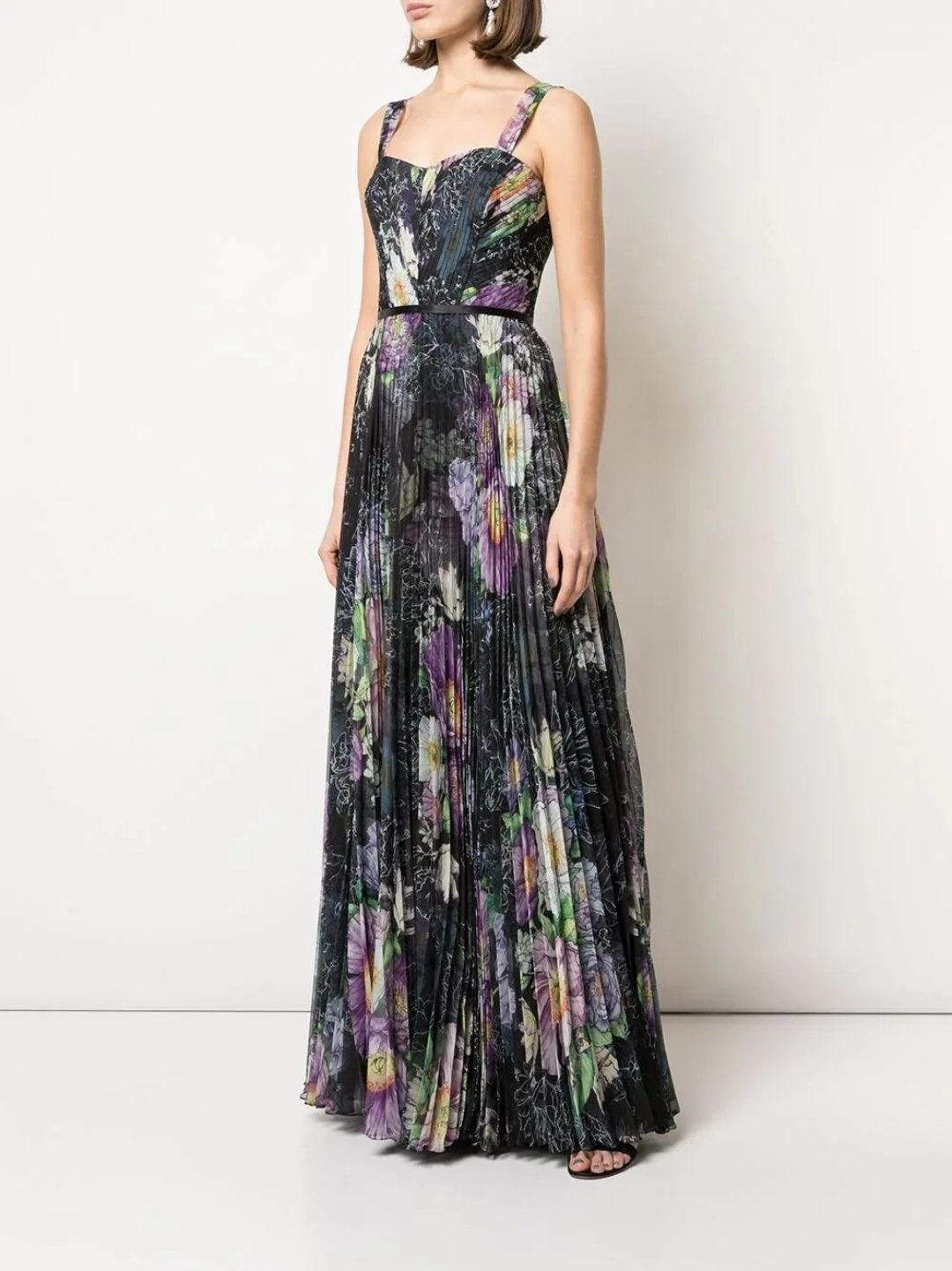 FLORAL PRINT PLEATED GOWN - 2