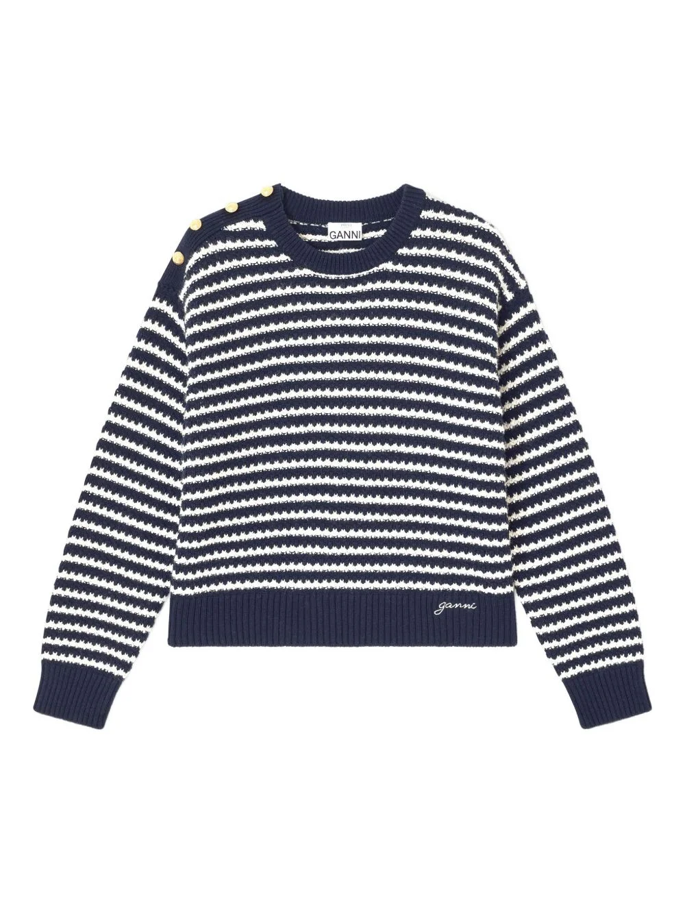 striped button-detail sweater - 1