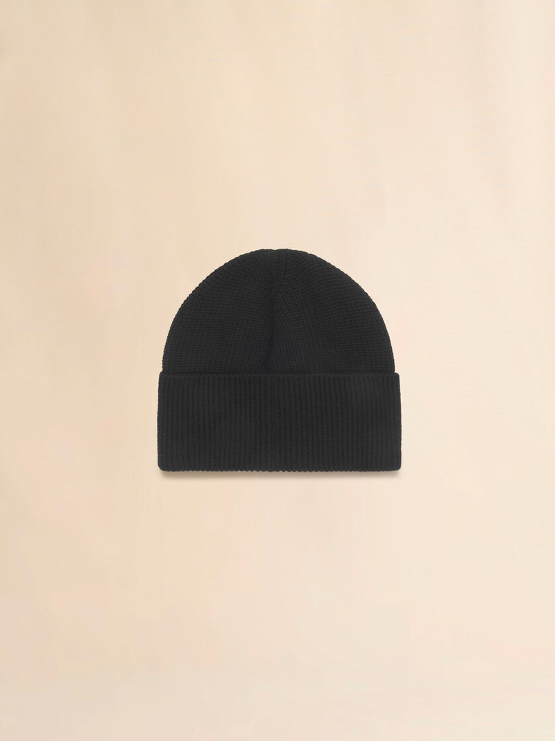 BLACK WOOL FISHERMAN'S RIB BEANIE WITH MARNI PATCH 3