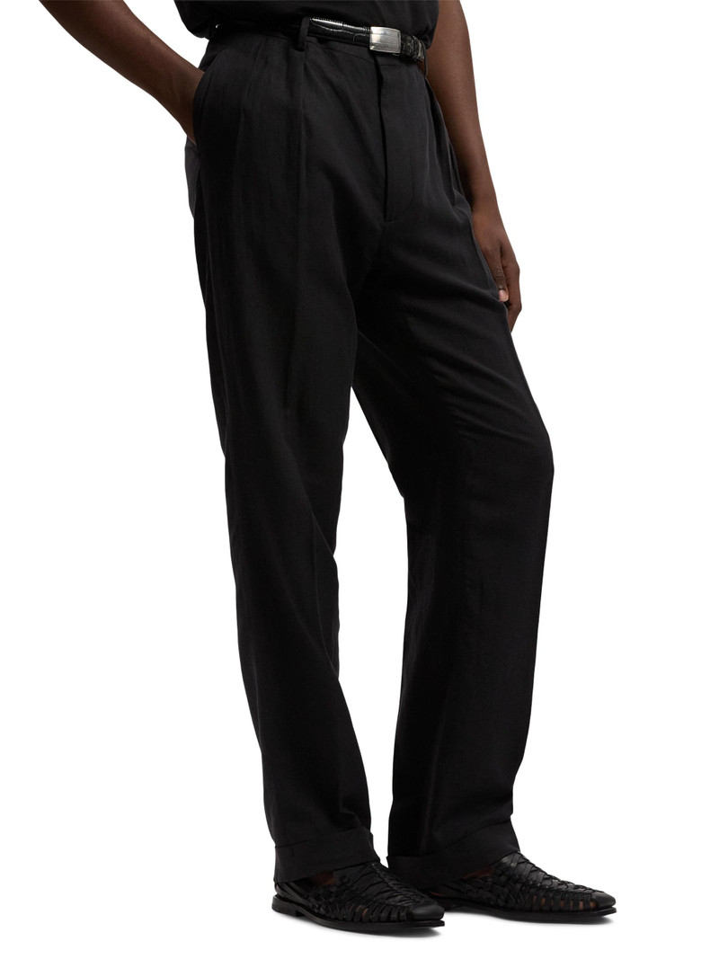 Men's Glenn Hand-Tailored Silk-Linen Trousers - Black 4