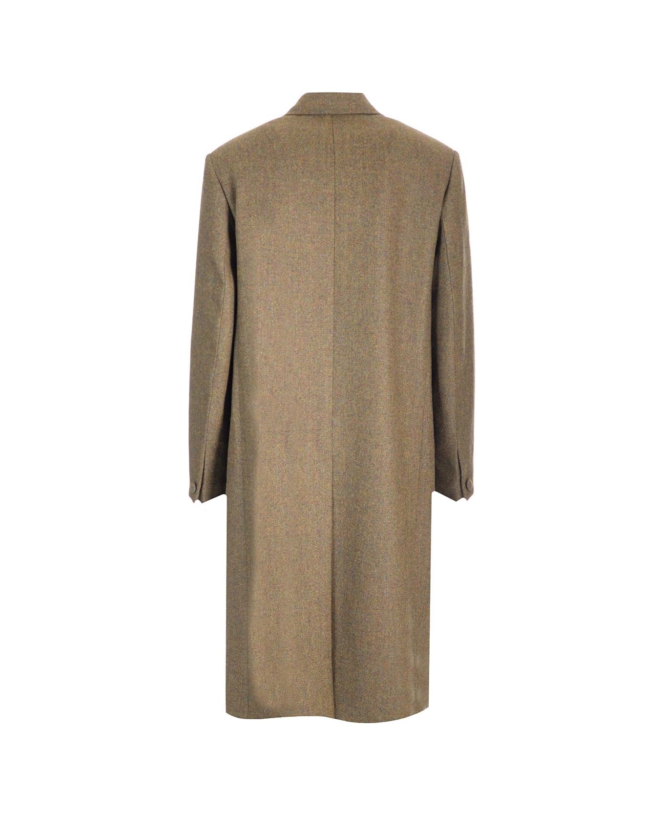 Double-breasted Herringbone Coat - 2