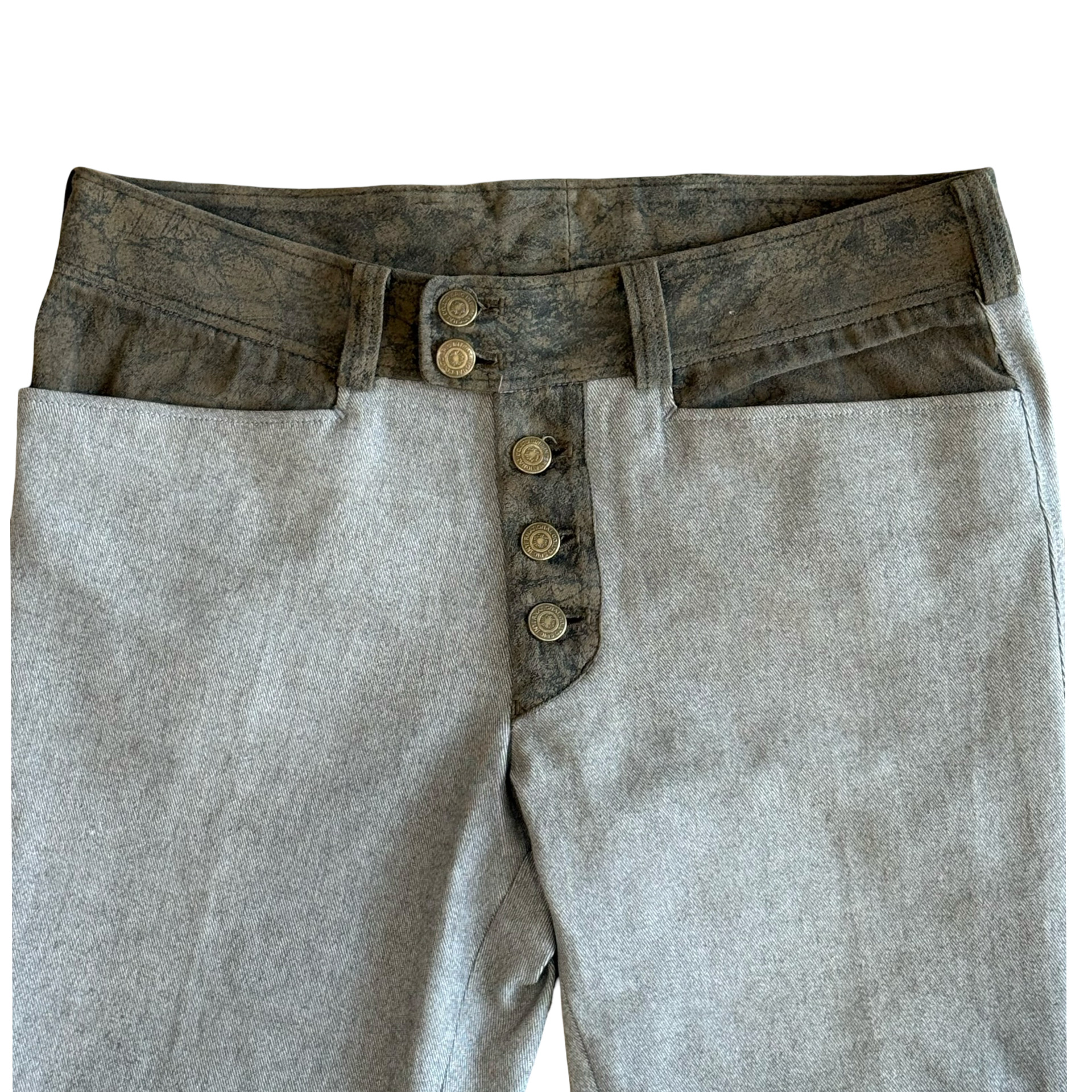 Tornado Mart - Tornado Mart Suede Trim Flare Denim SZ L - 2