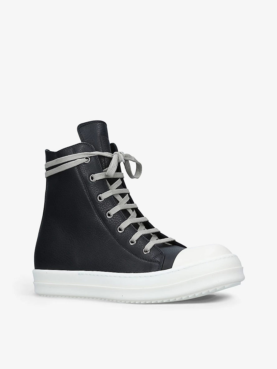 Grained leather high-top trainers - 3