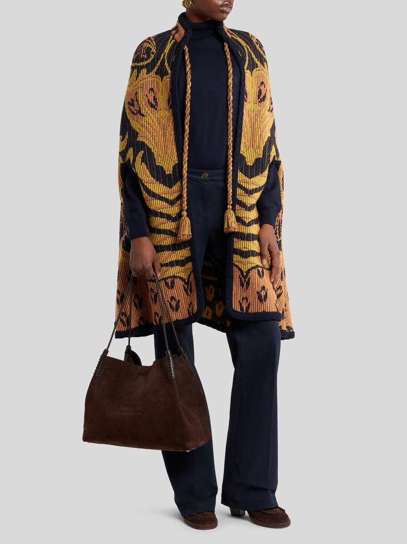 Etro WOOL- AND COTTON-BLEND JACQUARD CAPE outlook