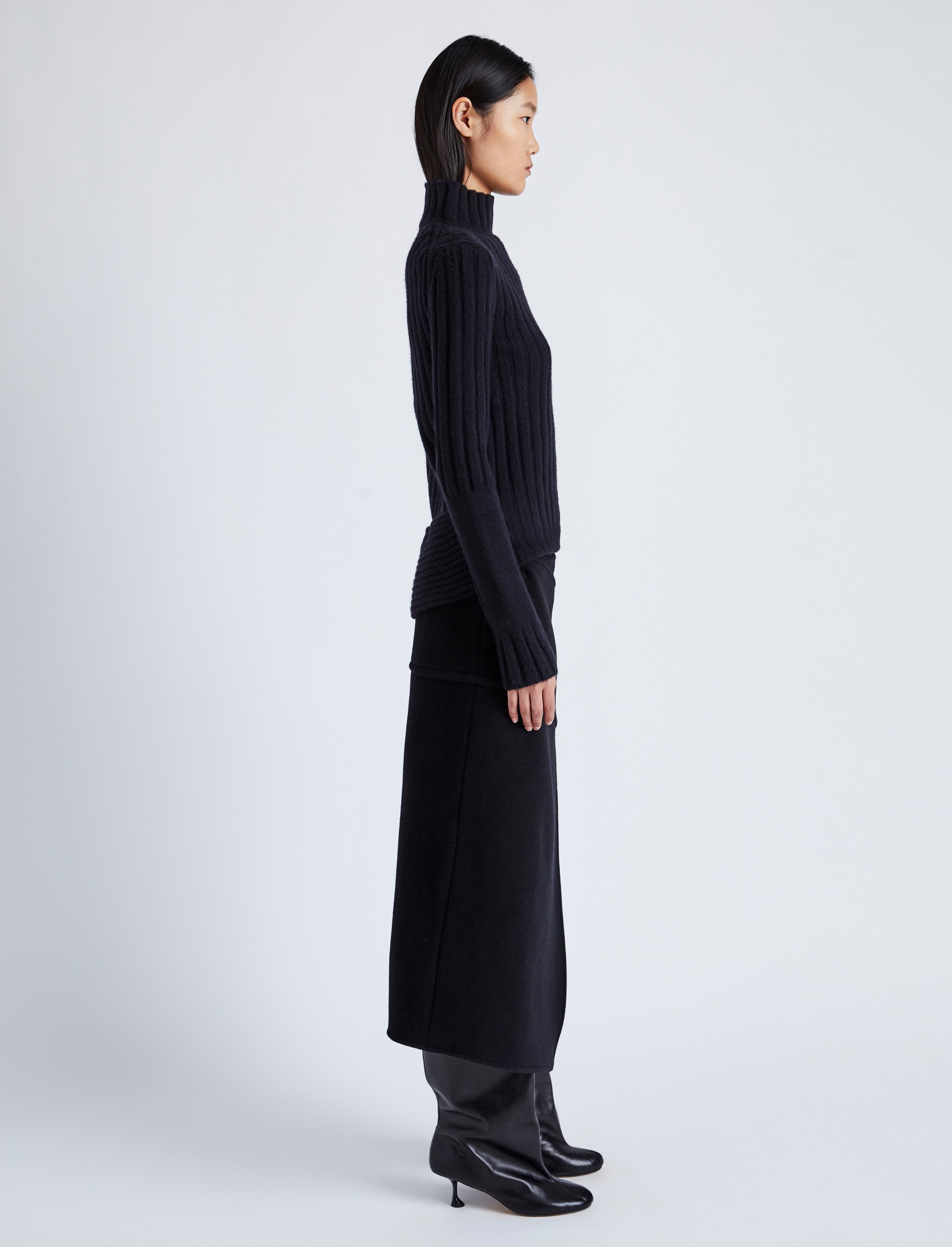 Aida Skirt in Brushed Melange Wool - 3