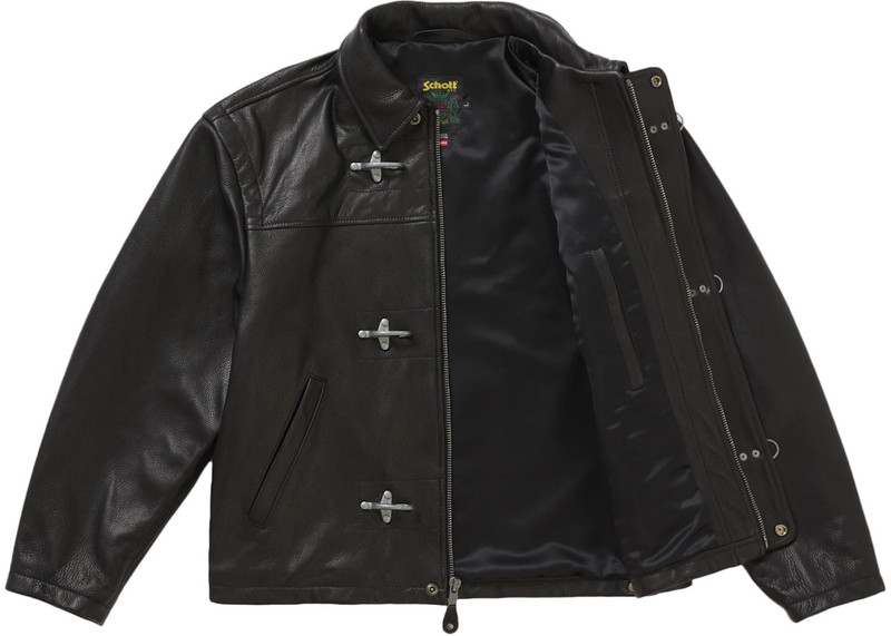 Supreme Supreme Schott Leather Clip Jacket Black outlook
