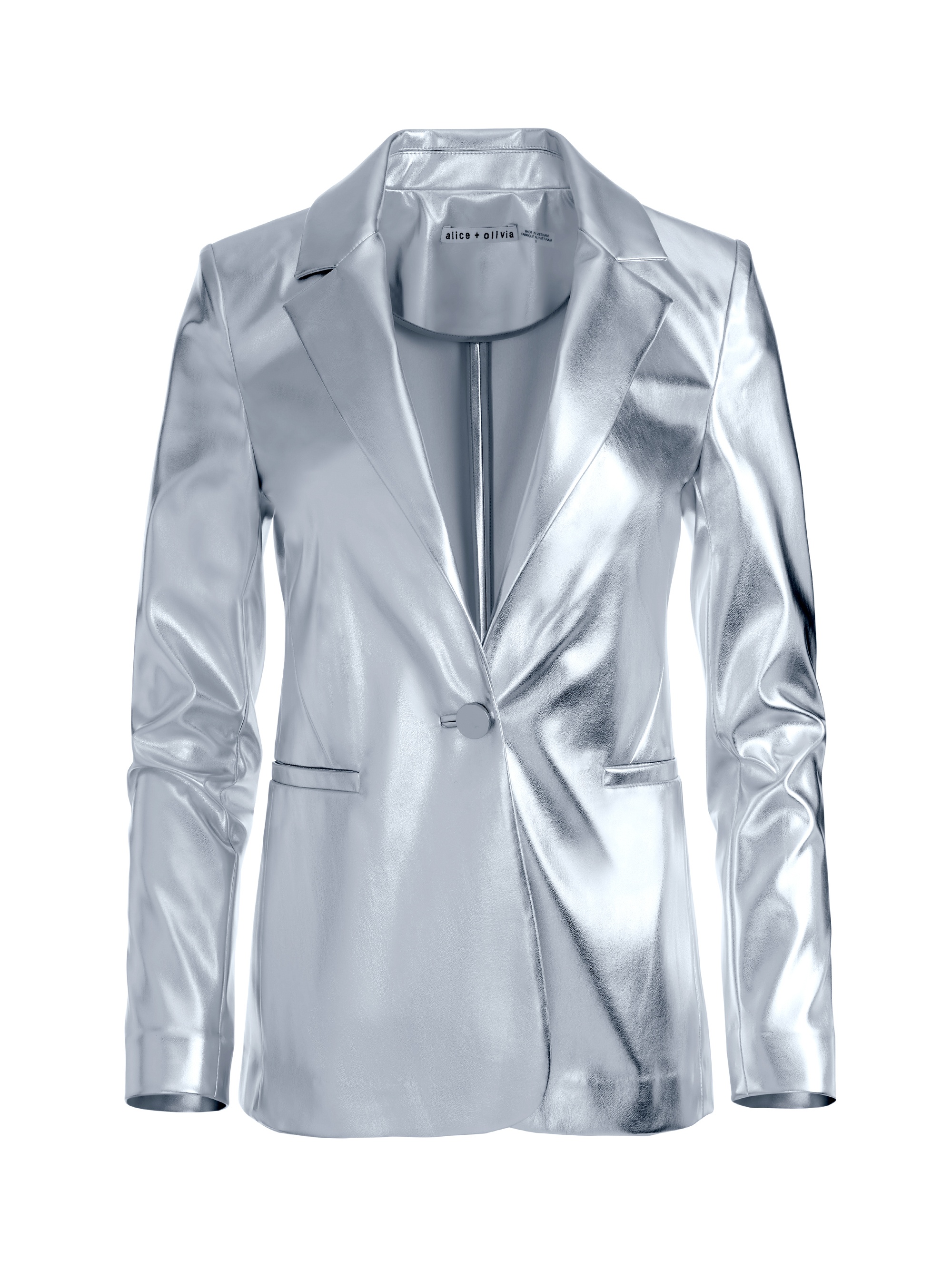 MACEY METALLIC VEGAN LEATHER BLAZER - 2