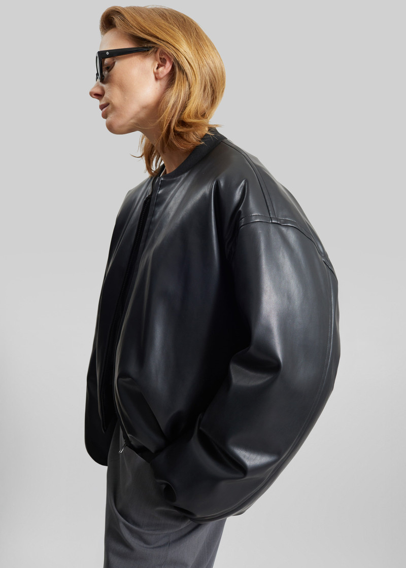 Arolla Faux Leather Draped Jacket - Black 7