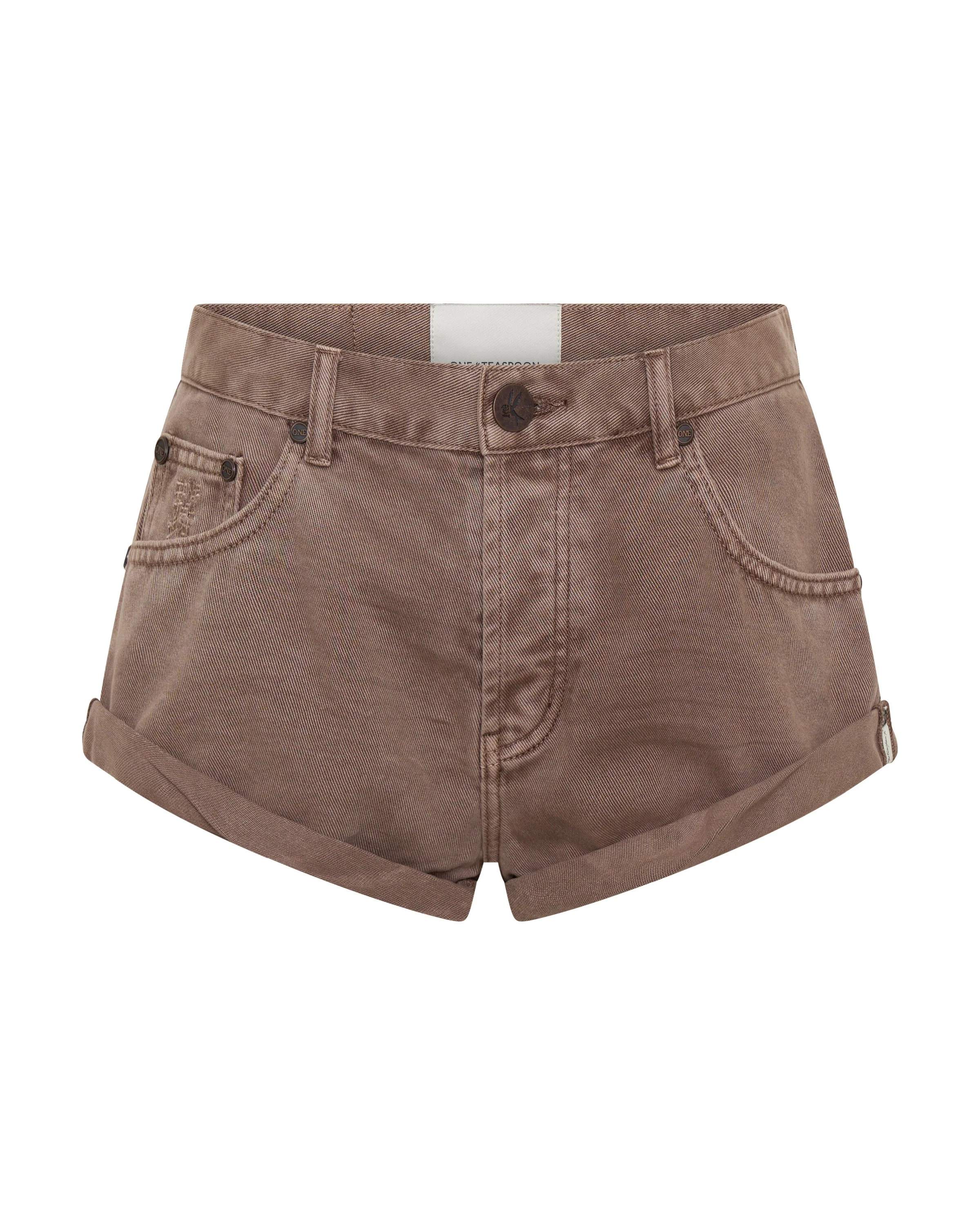 Bandits Low Waist Denim Shorts - Espresso Brown - 1