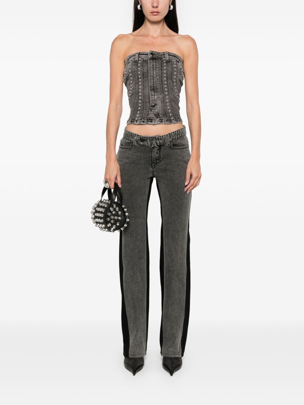 spiral denim studded bustier - 2