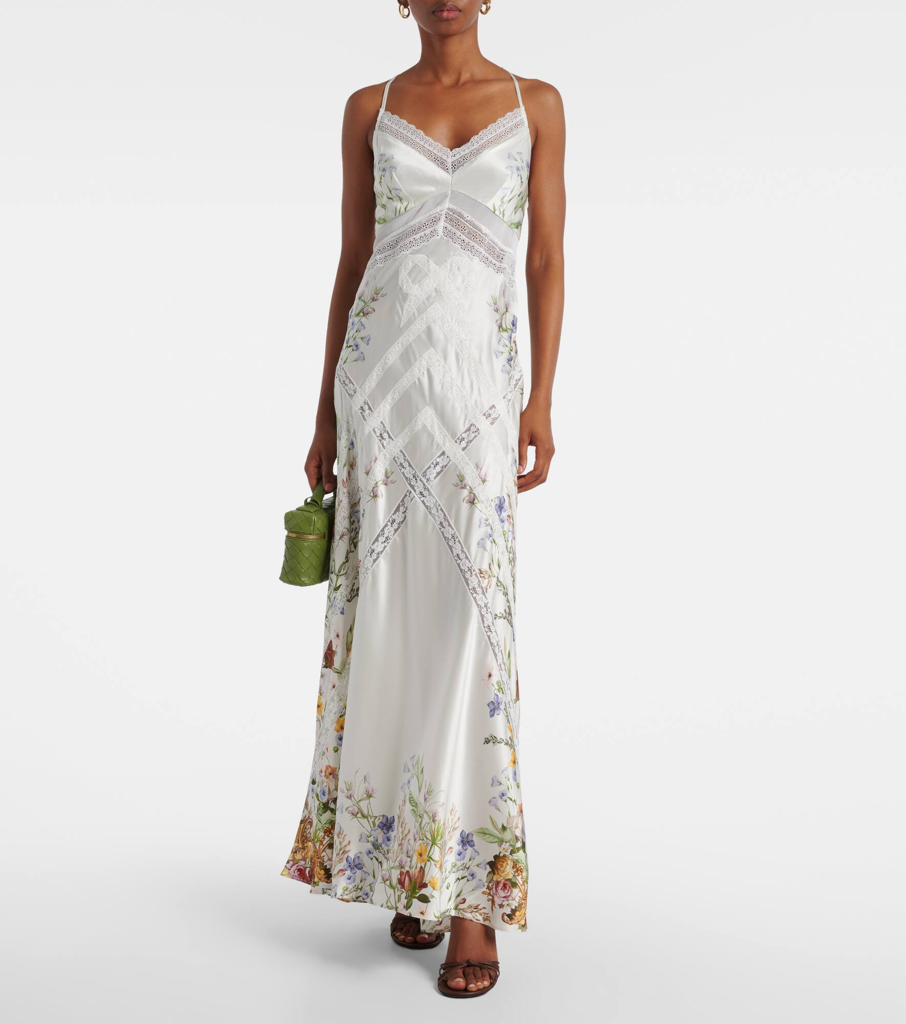 Floral silk satin slip dress - 2