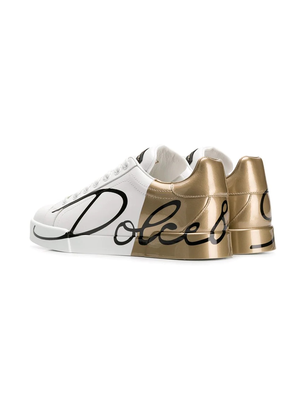 gold logo printed sneakers - 3