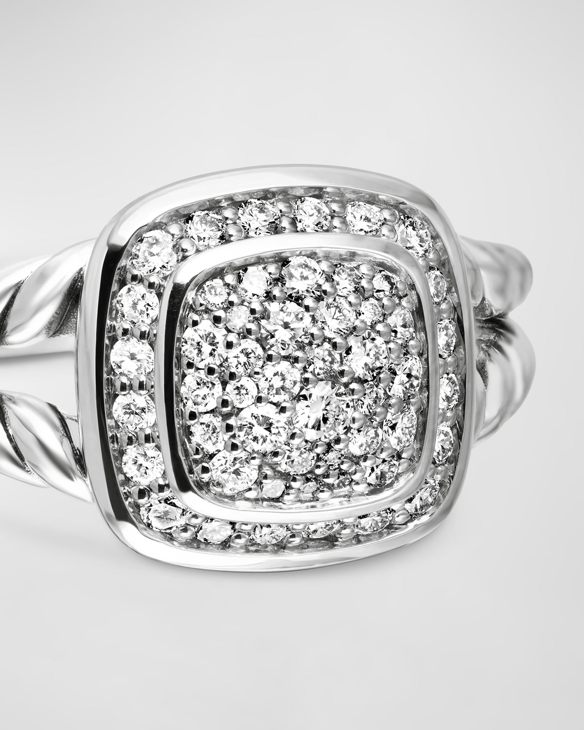 Petite Albion Ring with Diamonds in Silver, 7mm - 5