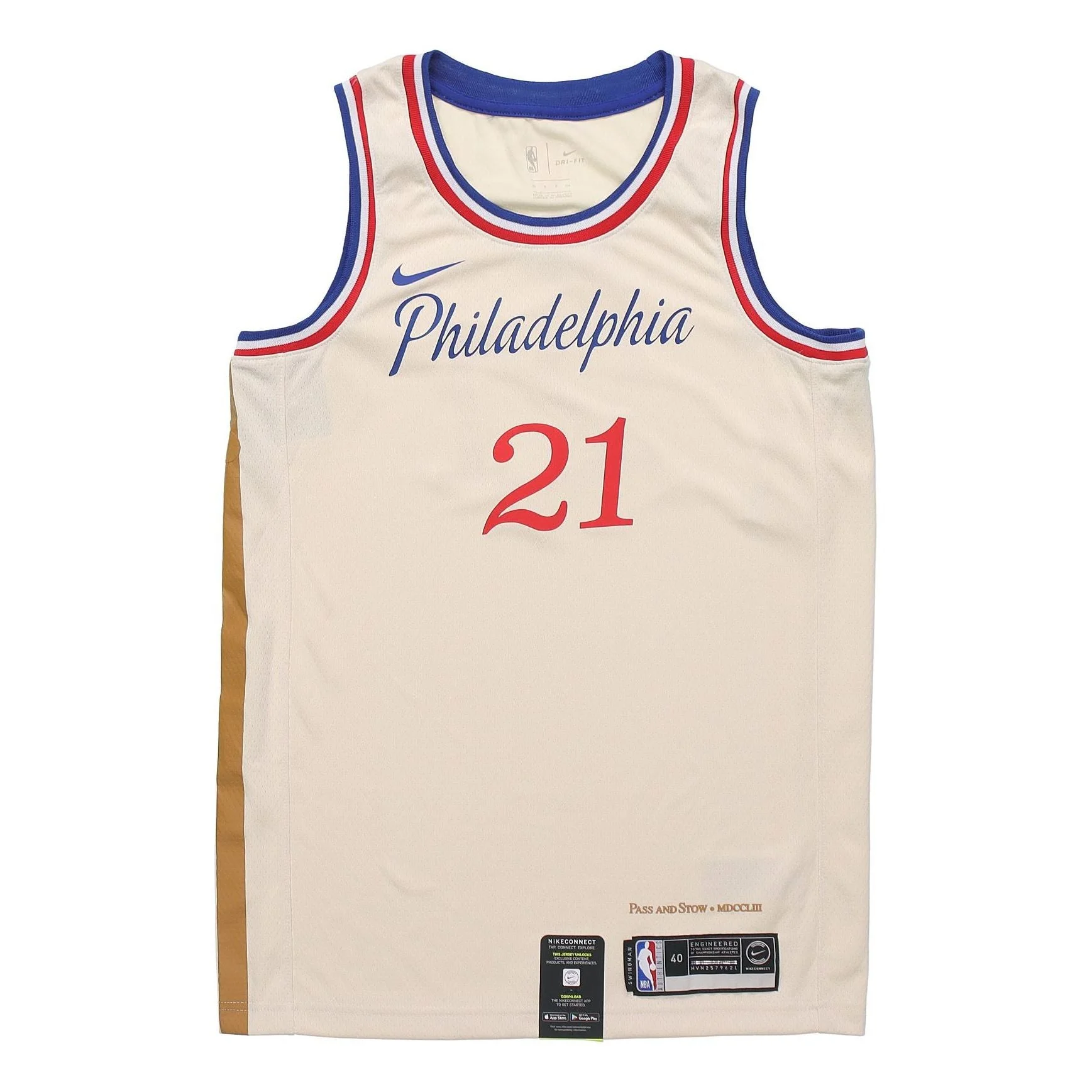 Nike NBA City limited SW Fan Edition 19-20 Season Philadelphia 76ers 21 Basketball Jersey/Vest Beige - 1