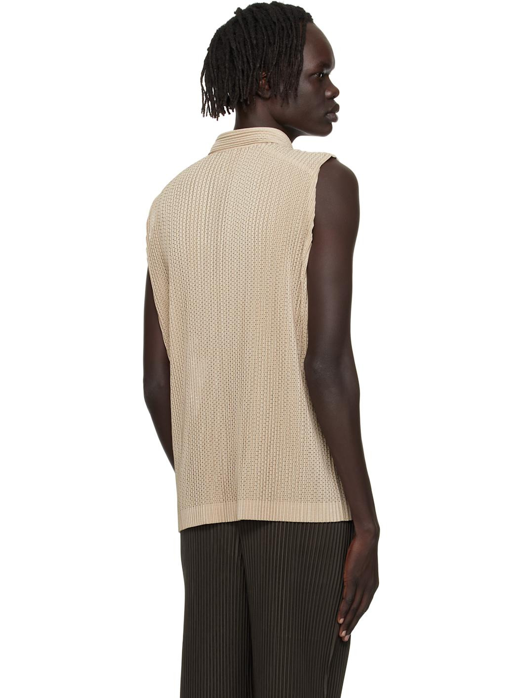 Beige Light Mesh Polo - 3