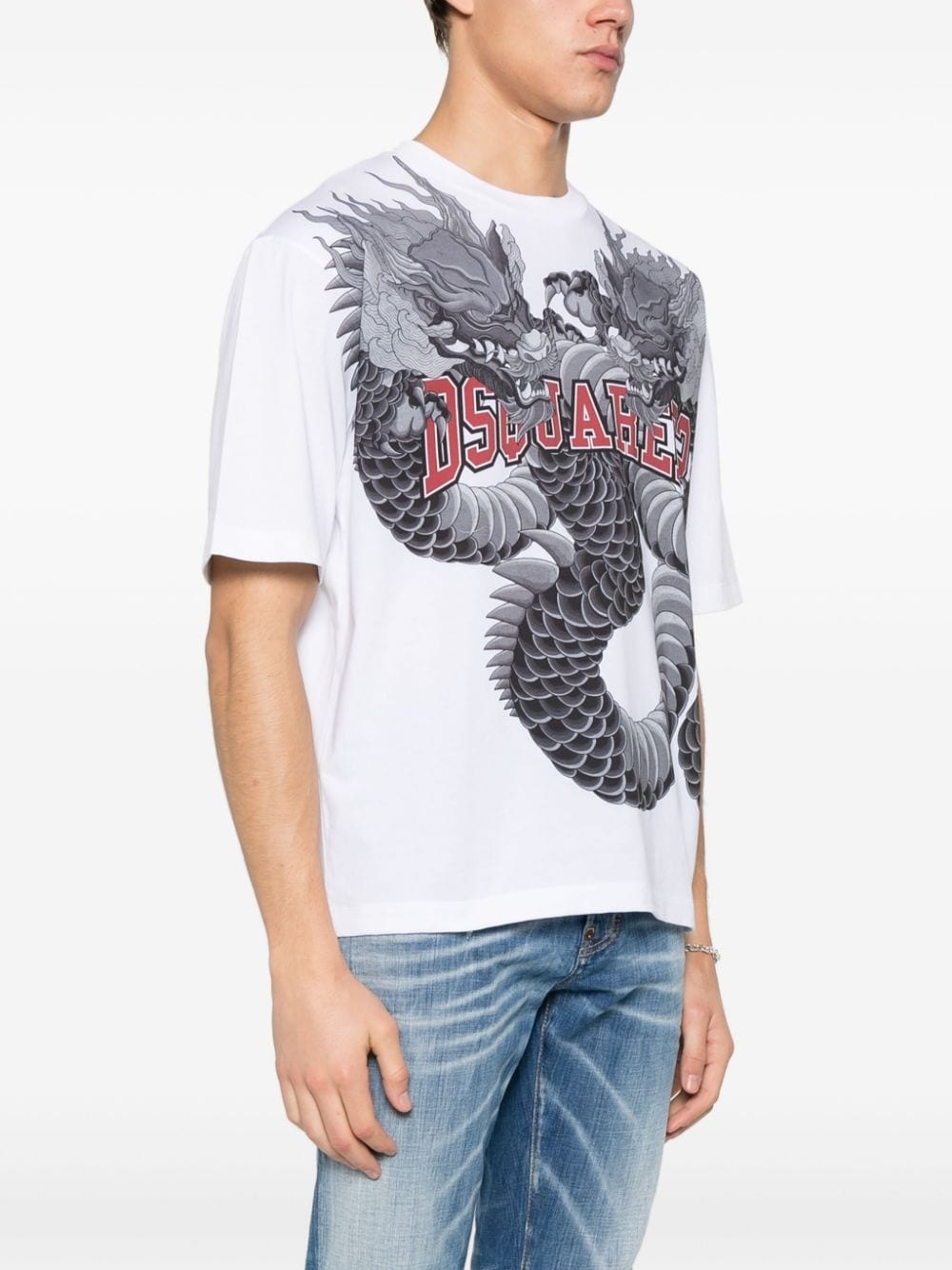 dragon-print cotton T-shirt - 3