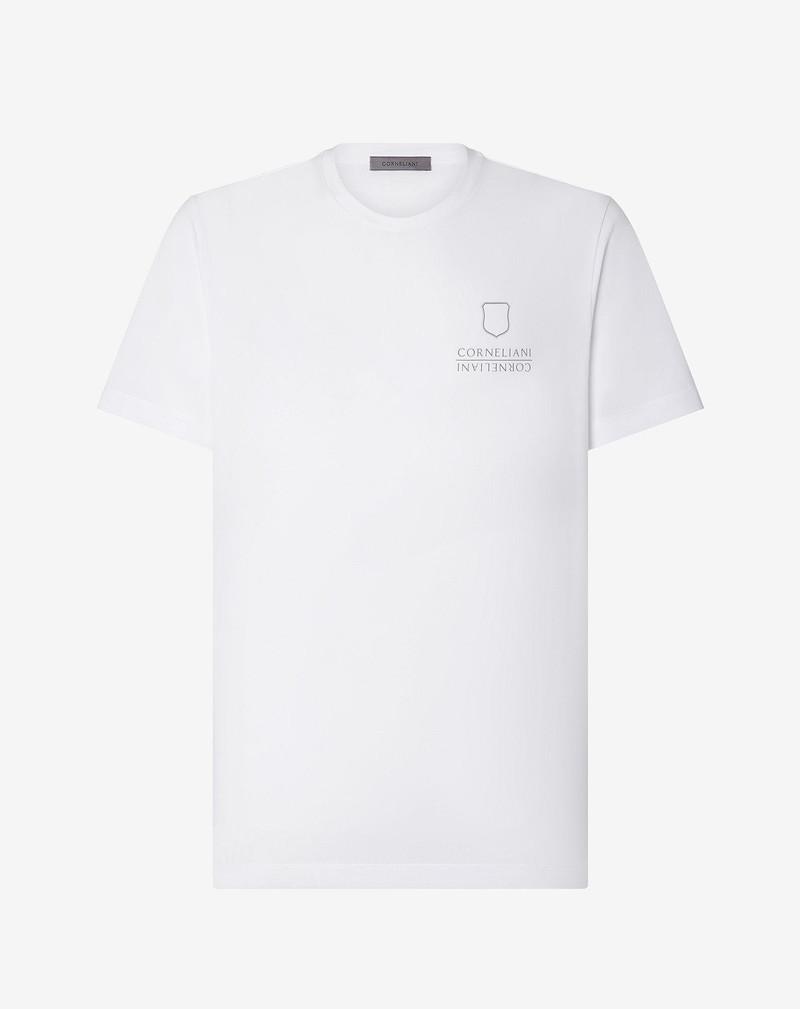 White crew neck stretch jersey t-shirt 1