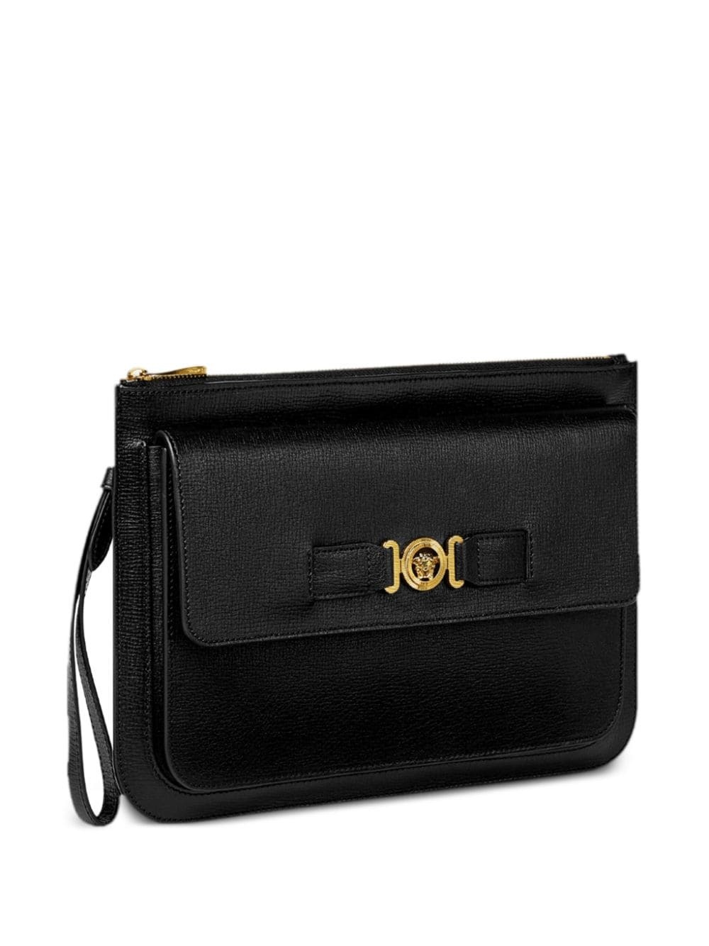 Medusa-plaque leather clutch - 3