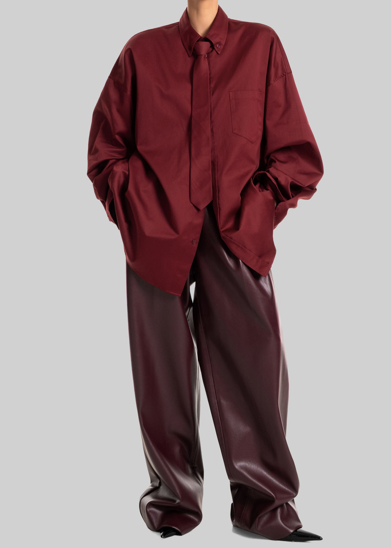 Havelock Oversized Neck-Tie Shirt - Dark Red 4