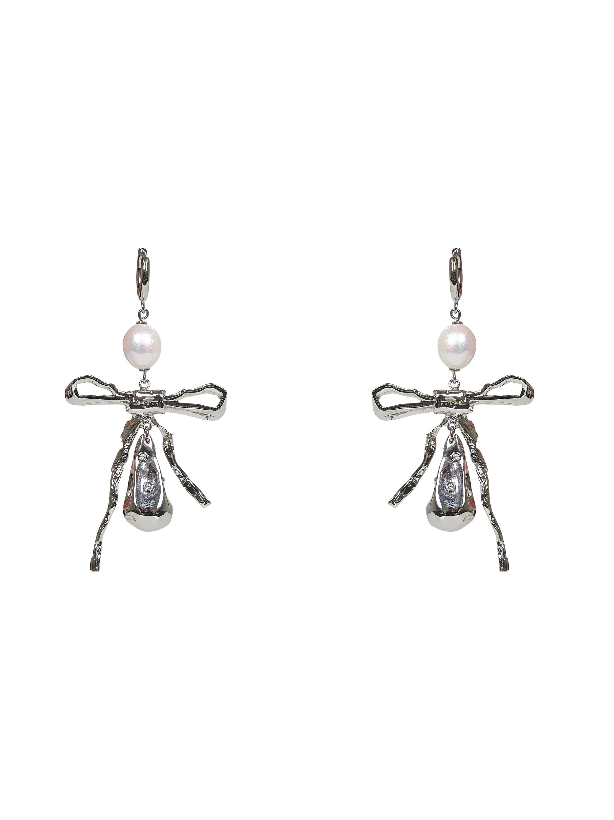 Silver Bow drop earrings - 2