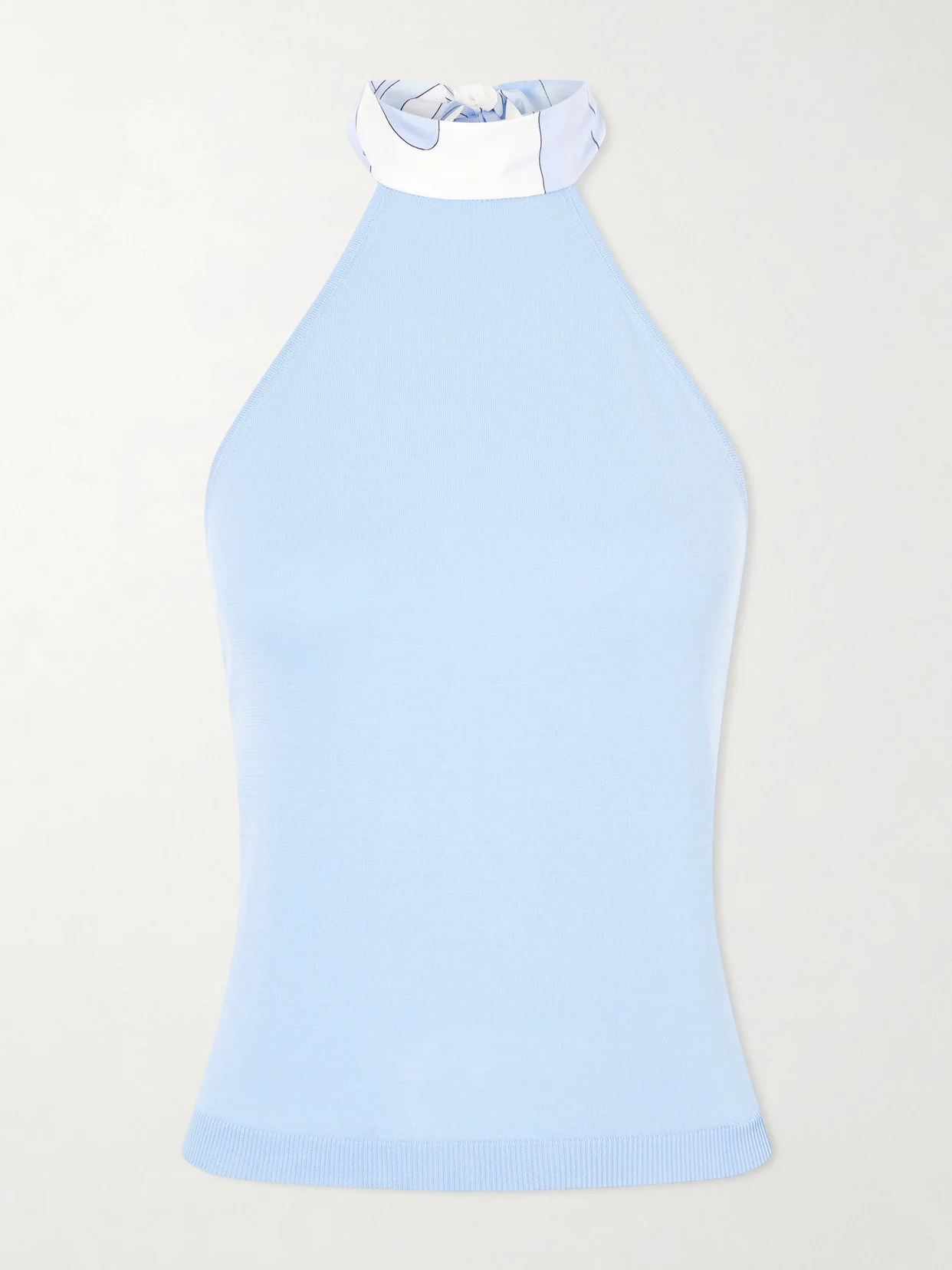 Printed Silk-trimmed Cotton Halterneck Top - 1