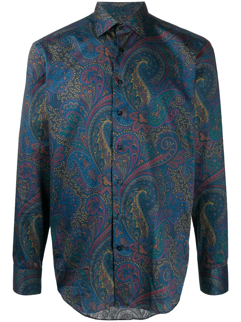 long-sleeved paisley print shirt - 1