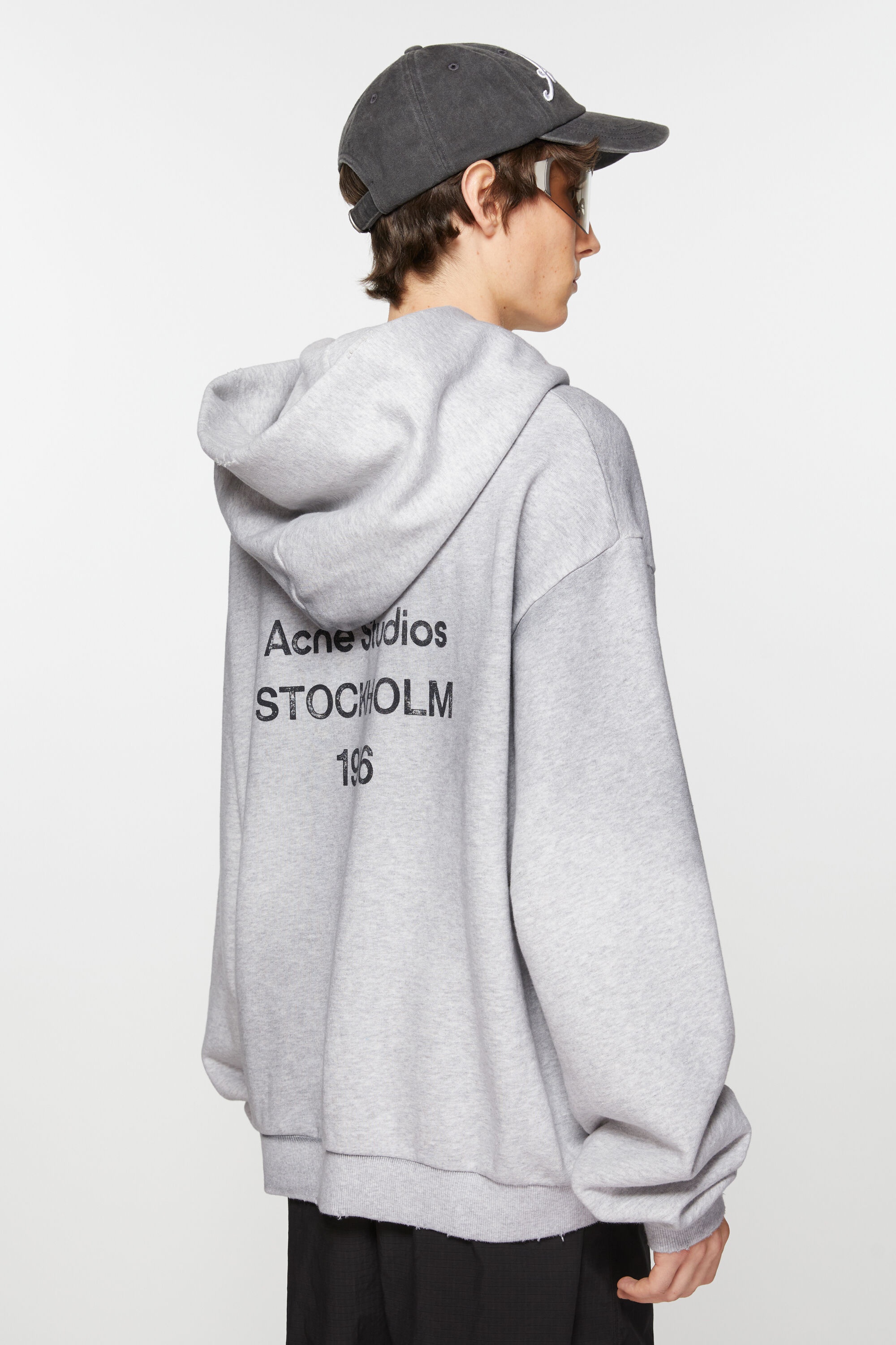 Logo hooded sweater - Pale Grey Melange - 3