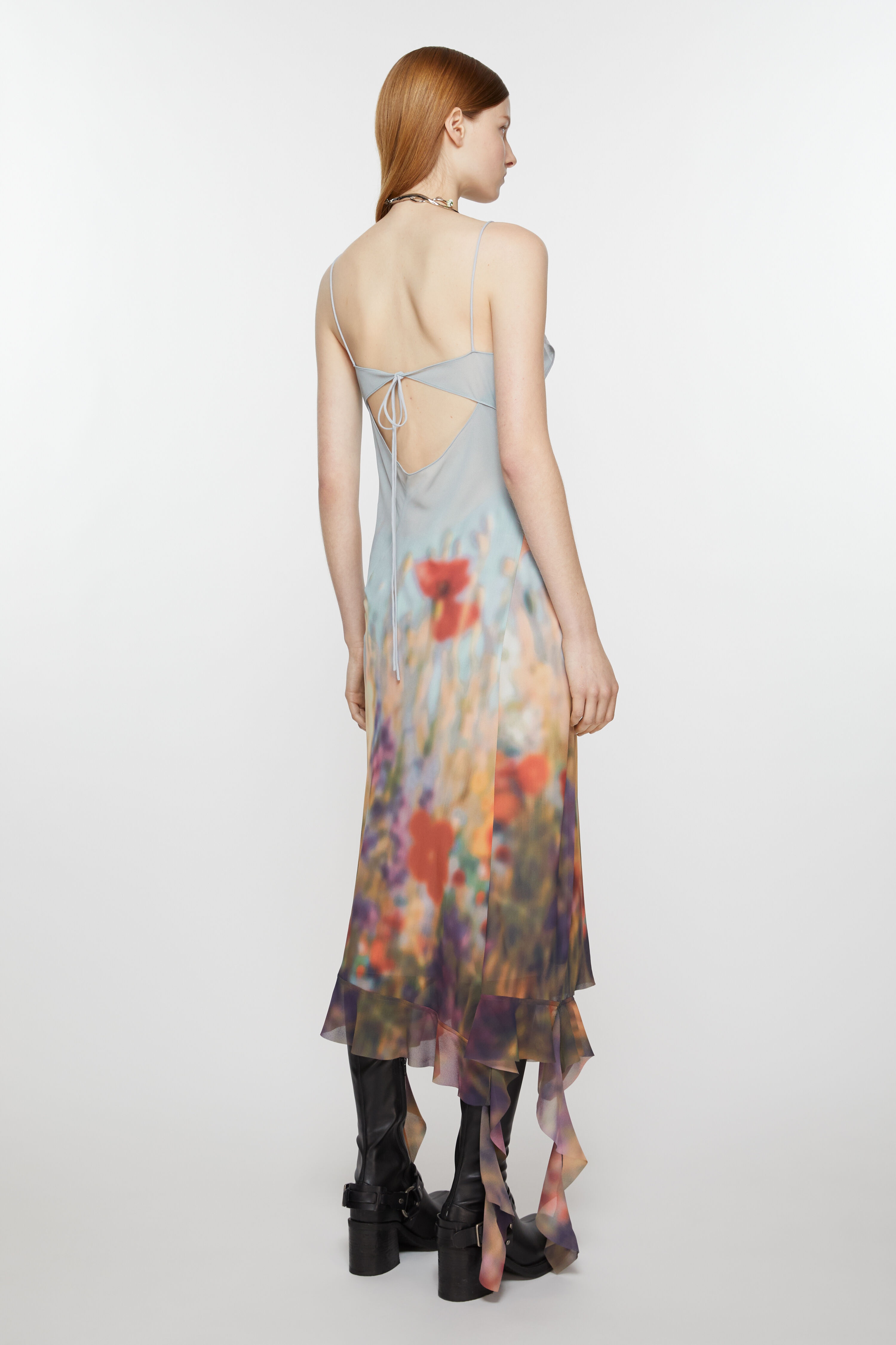 Ruffle strap dress - Dusty blue - 4