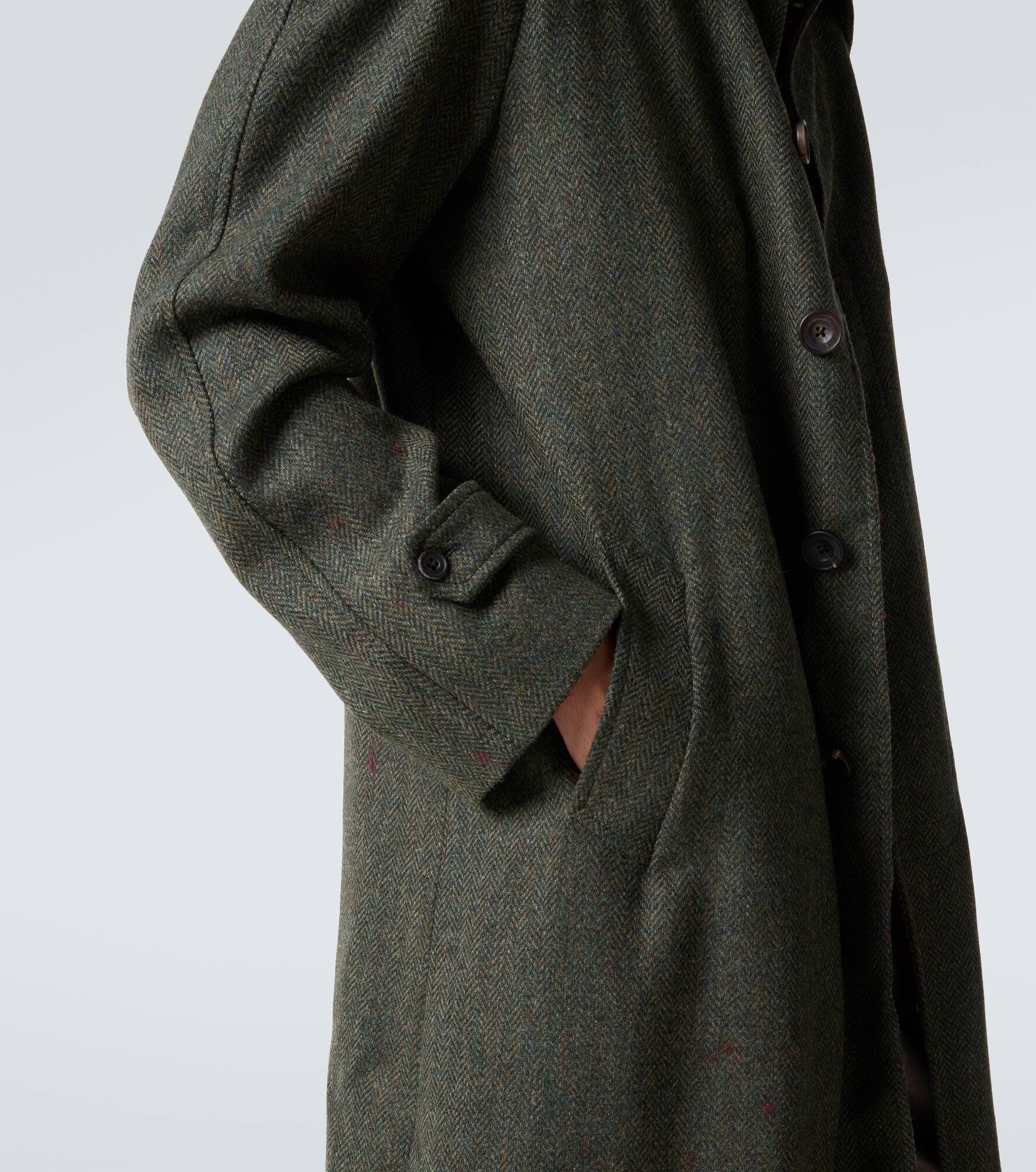 Herringbone virgin wool coat - 7