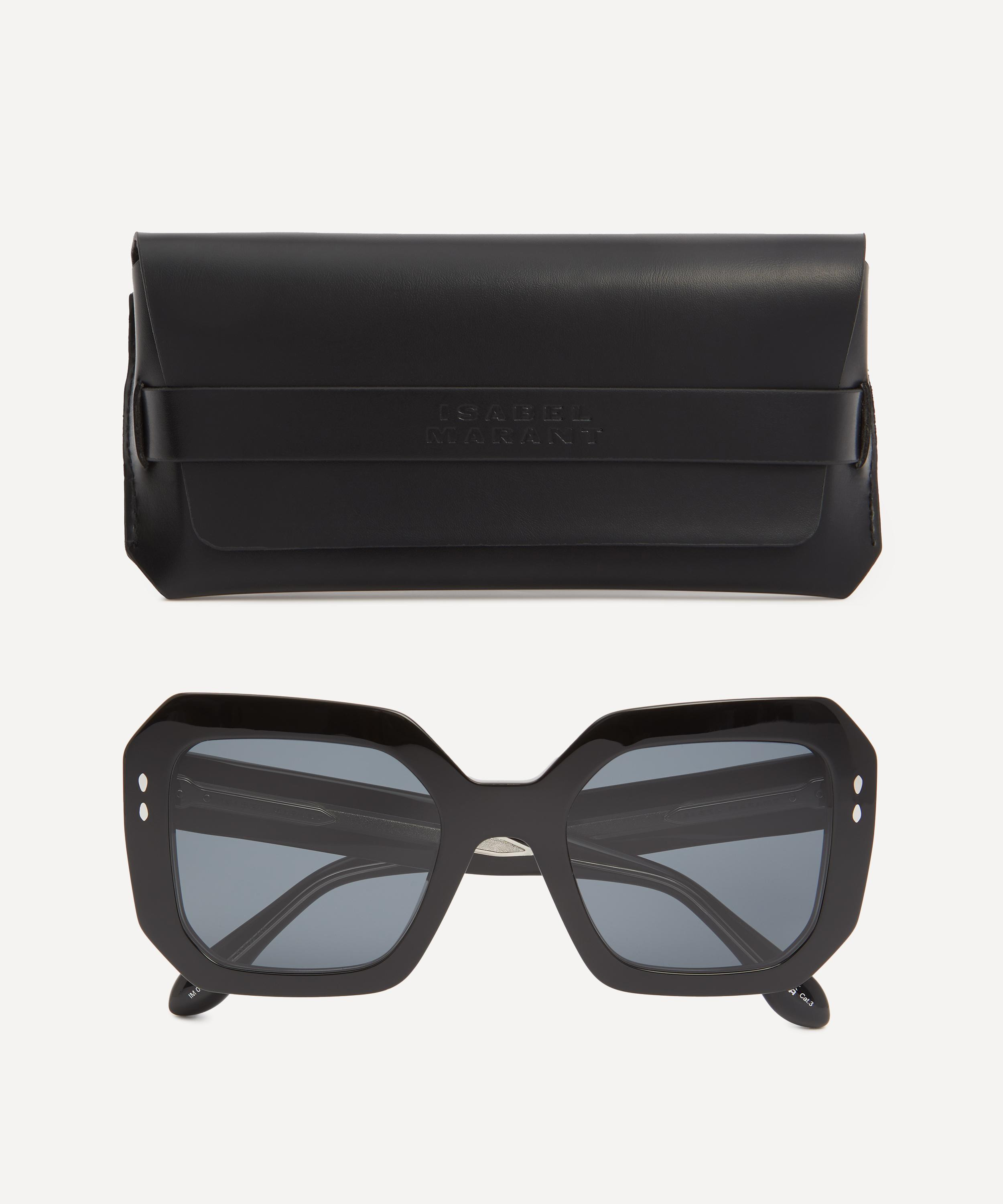 Acetate Square Geometric Black Sunglasses - 4