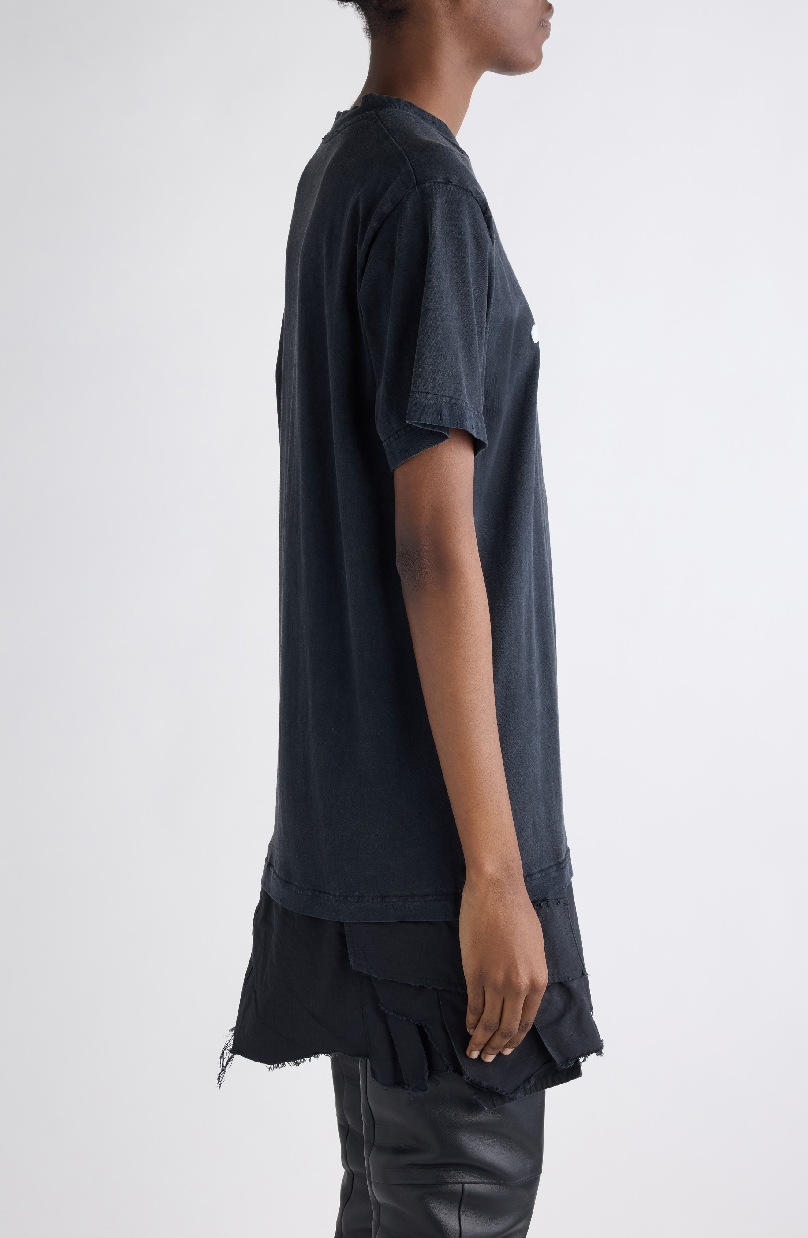 Balenciaga Luxury Embroidered Hybrid T-Shirt Dress in 1000 Black at Nordstrom - 4
