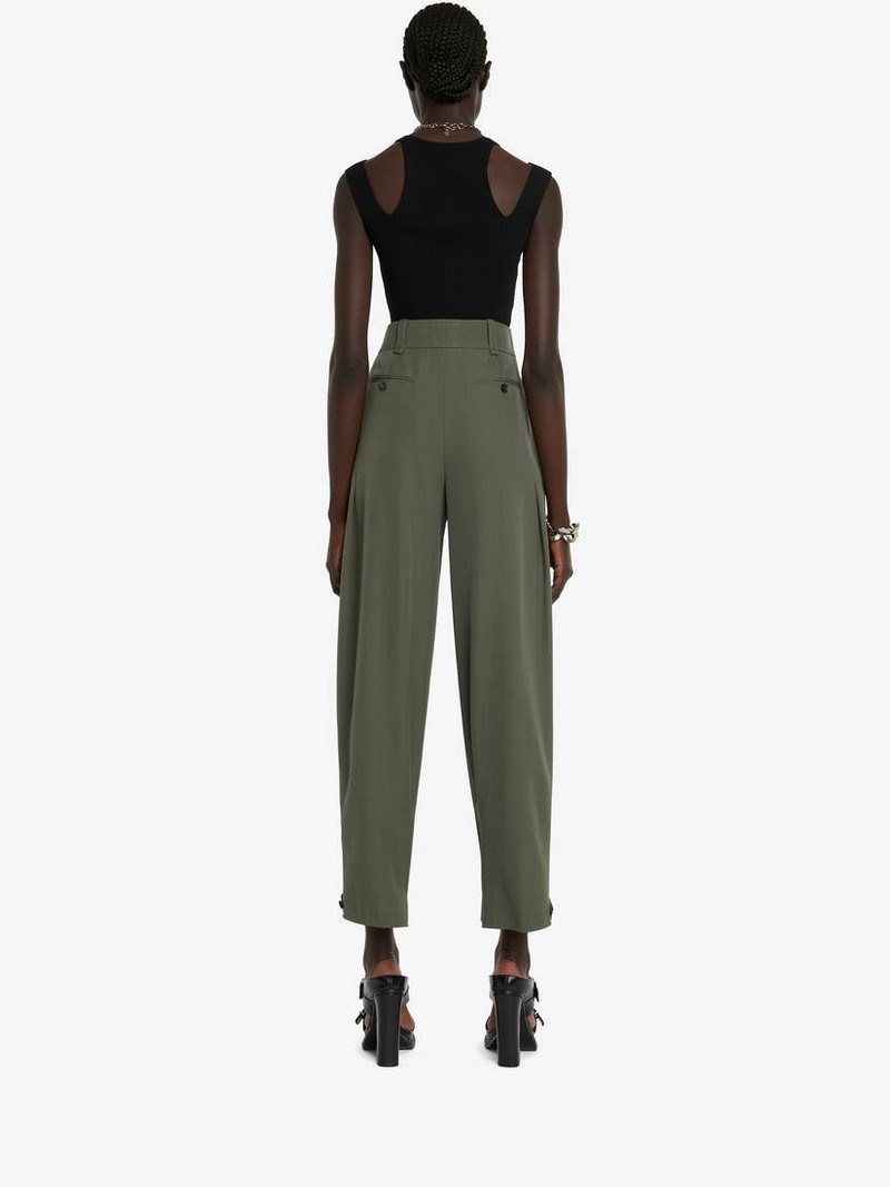 Women's Military Trousers in Military Green 4