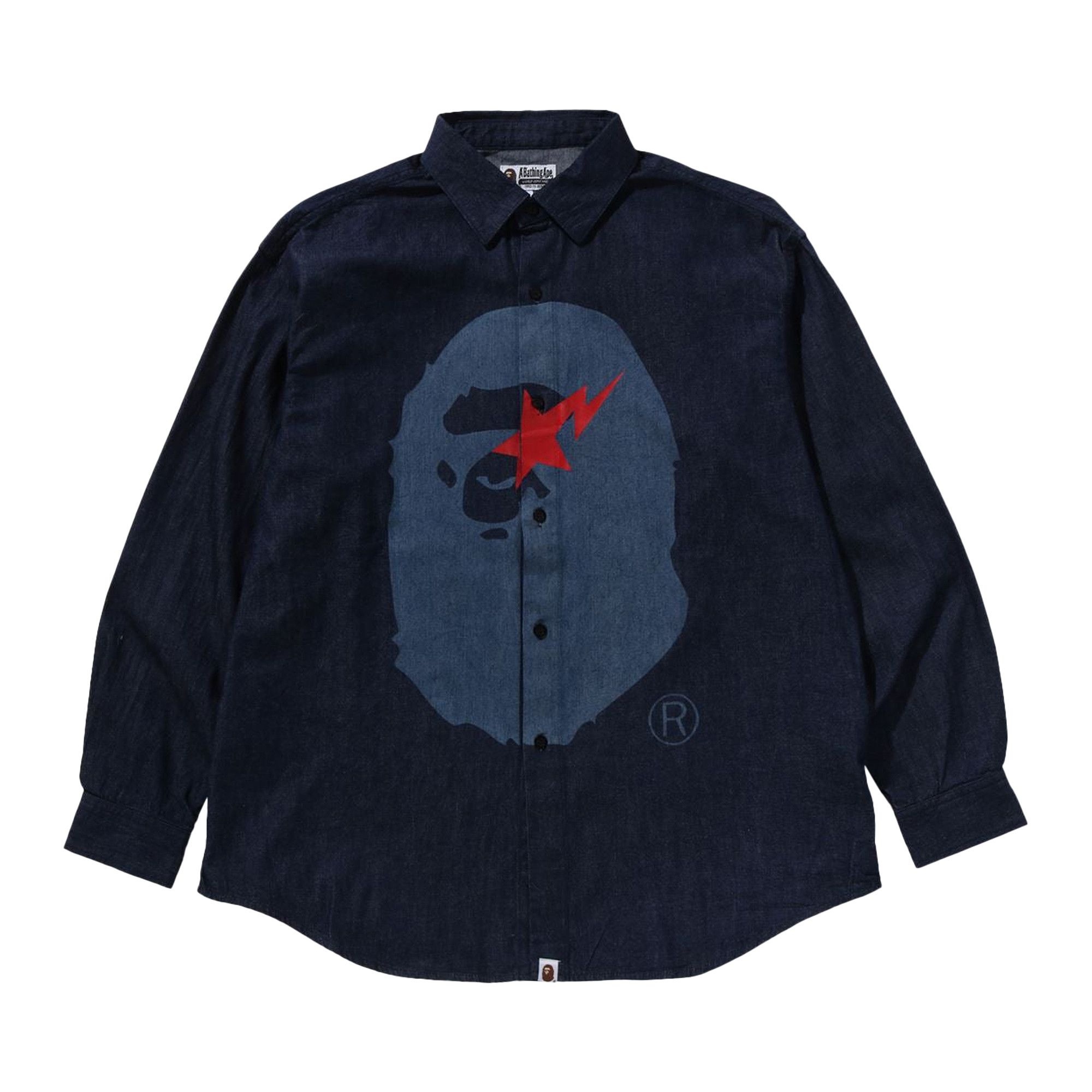 BAPE Sta Ape Head Relaxed Fit Denim Long-Sleeve Shirts 'Indigo' - 1