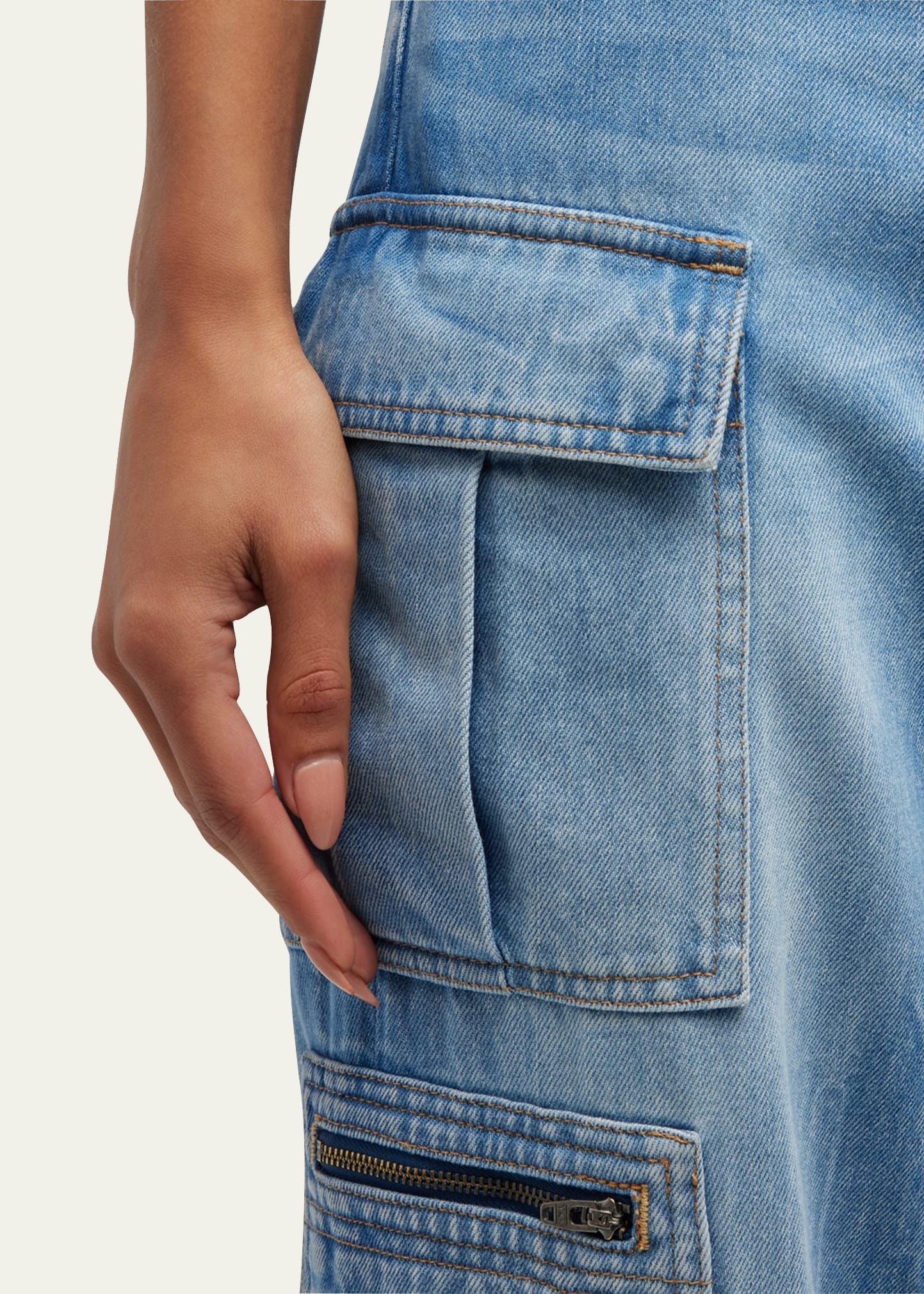 Cay Baggy Denim Cargo Pants - 5