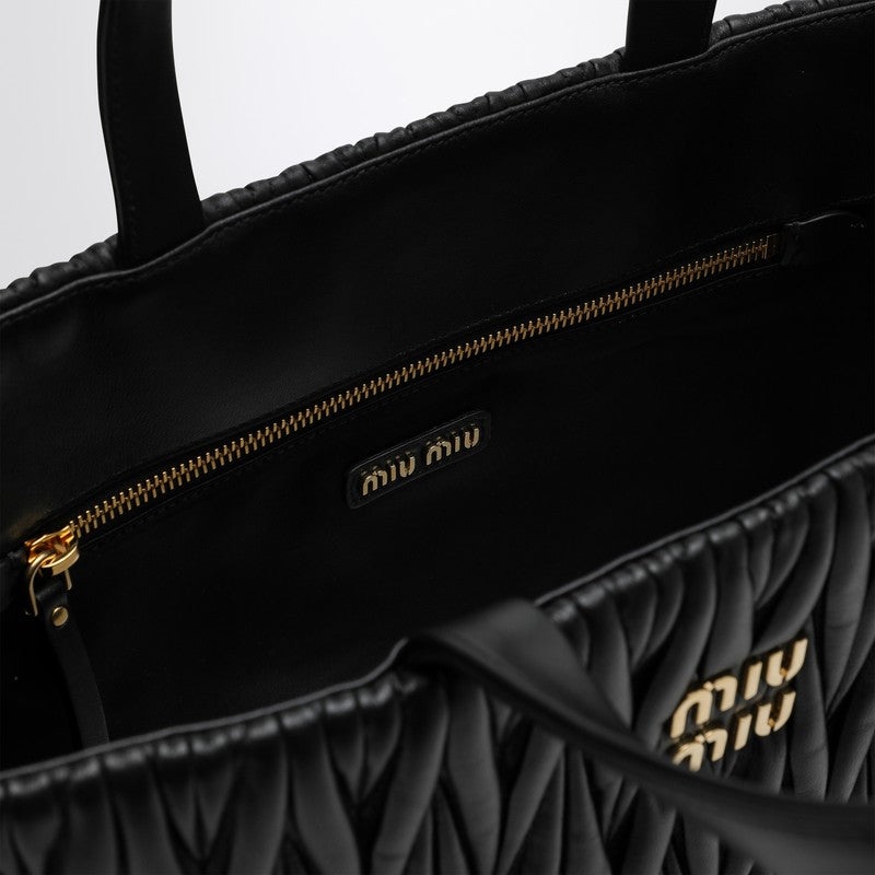 Miu Miu Black Quilted Nappa Leather Shopping Bag Women - 4