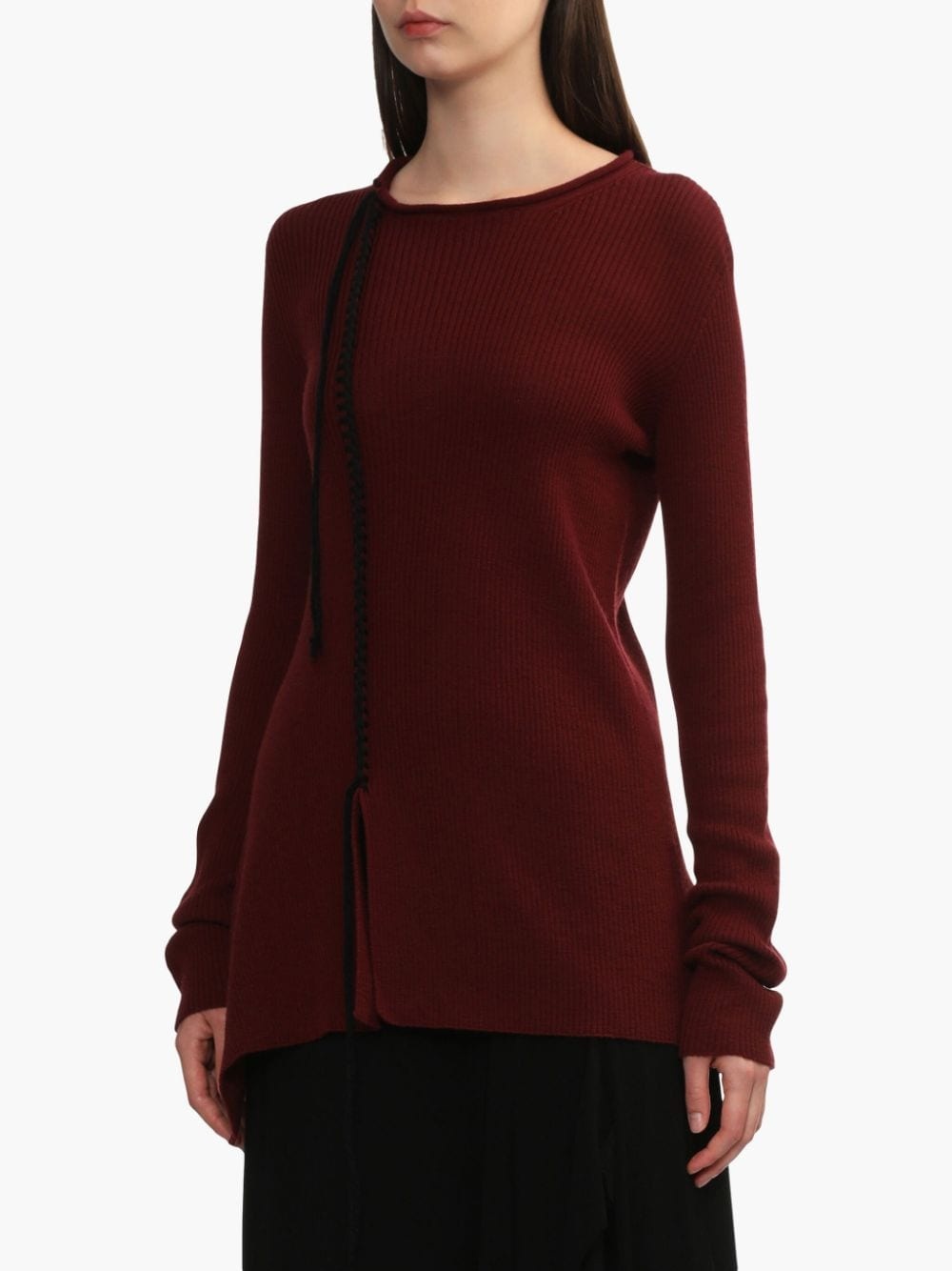 decorative-stitching wool jumper - 3