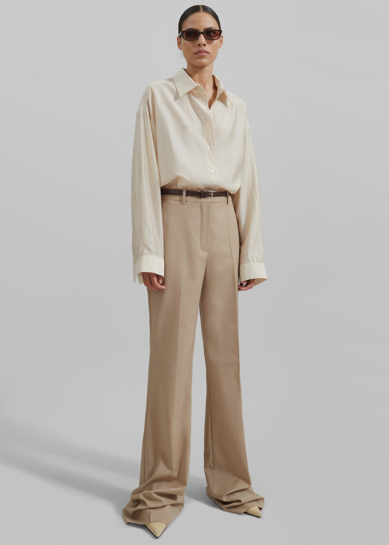 Ola Semi-Sheer Button Up Shirt - Ivory 7