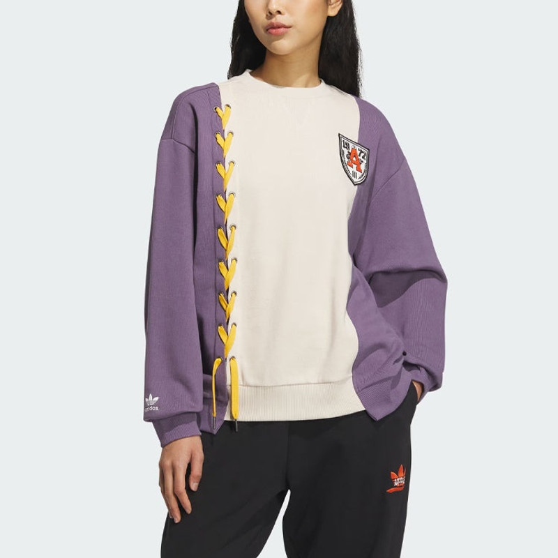 adidas (WMNS) adidas Originals MC Classic Crews 'Beige Purple' IN1091 outlook