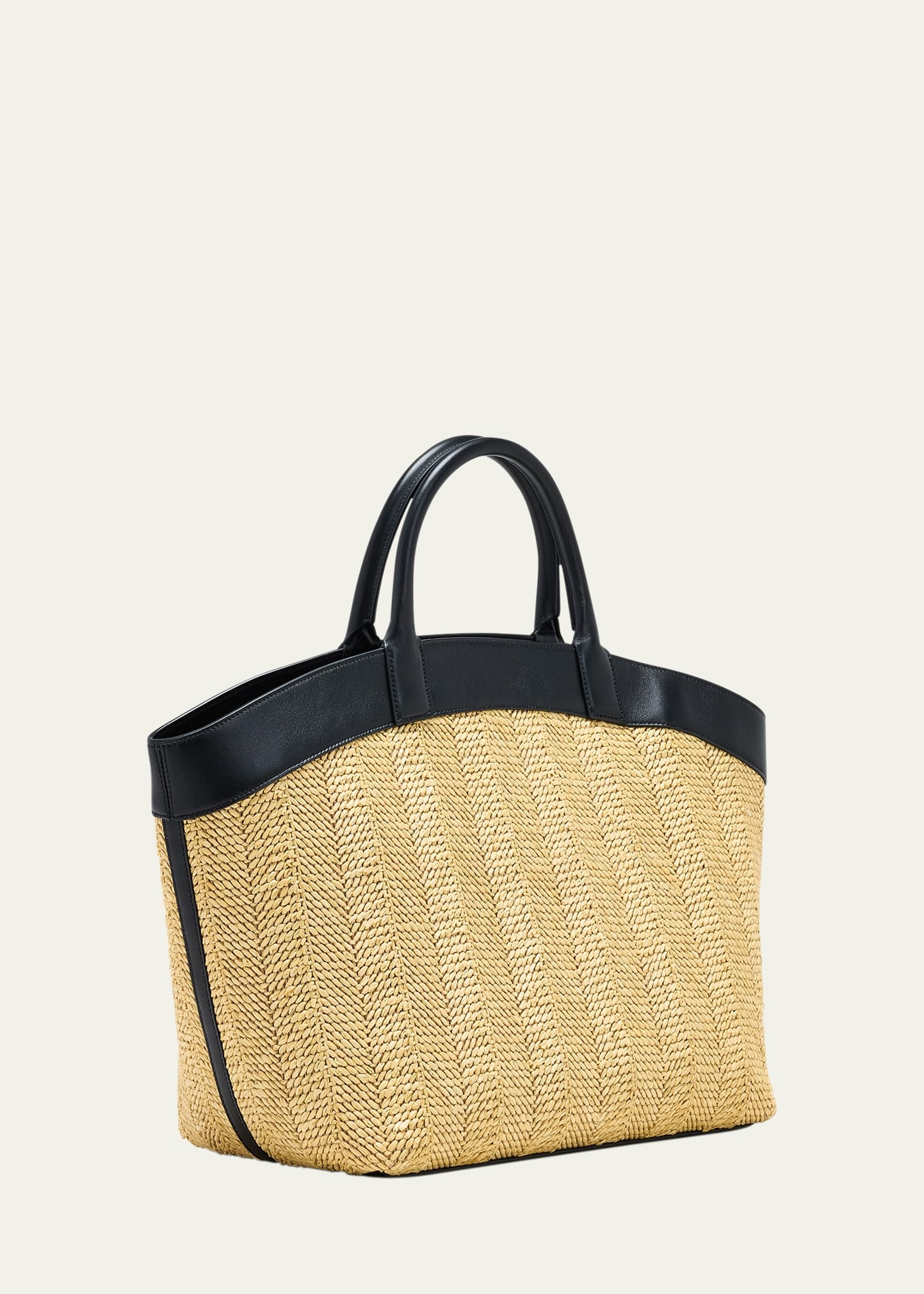 Tondo Large Raffia and Leather Tote Bag - 3