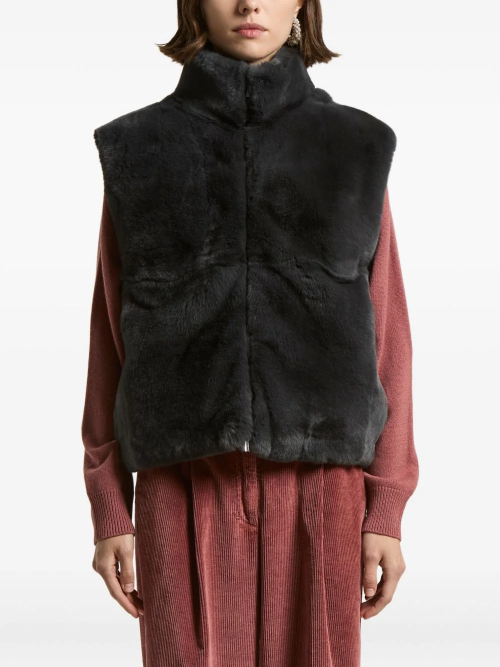 high-neck zip-fastening waistcoat - 1