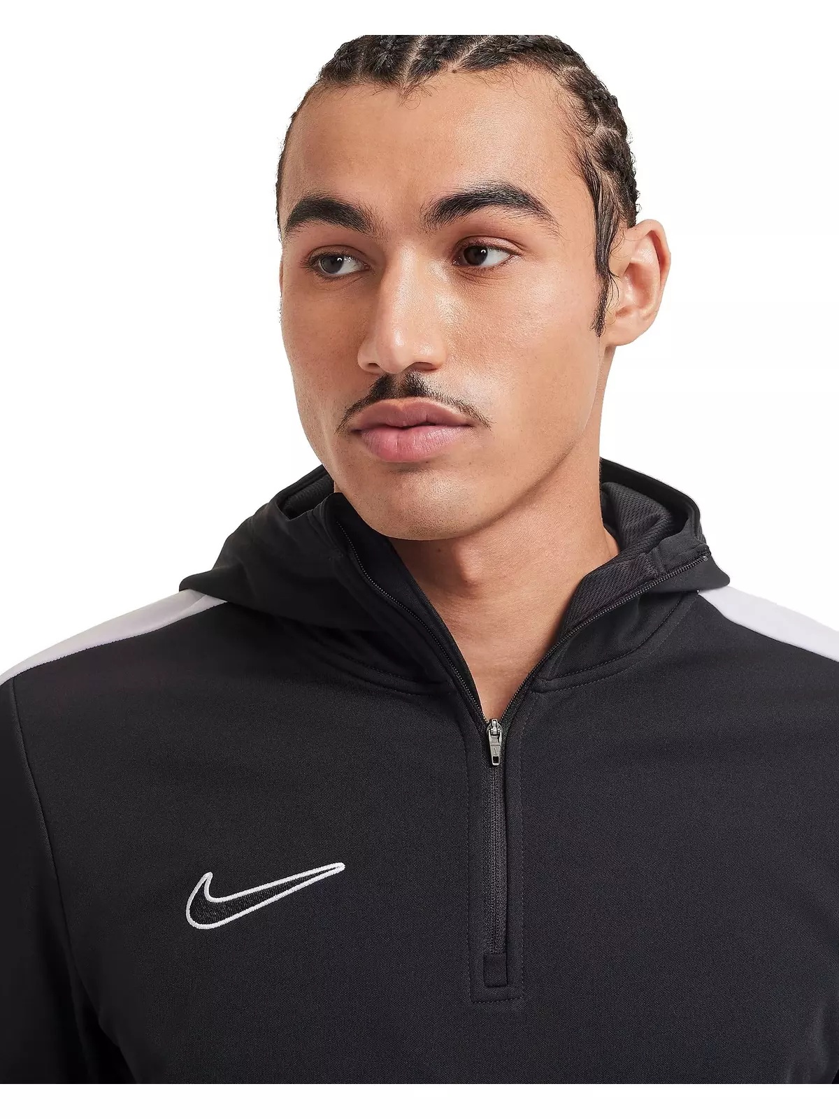 Men's Academy Therma-FIT 1/4 Zip Soccer Hoodie - Black/White - 3