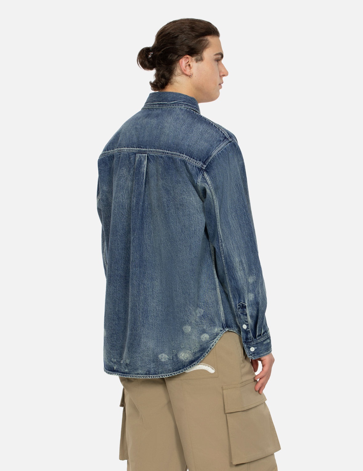 Lucky Slot Machine and Daruma Print Relax Fit Denim Shirt - 5