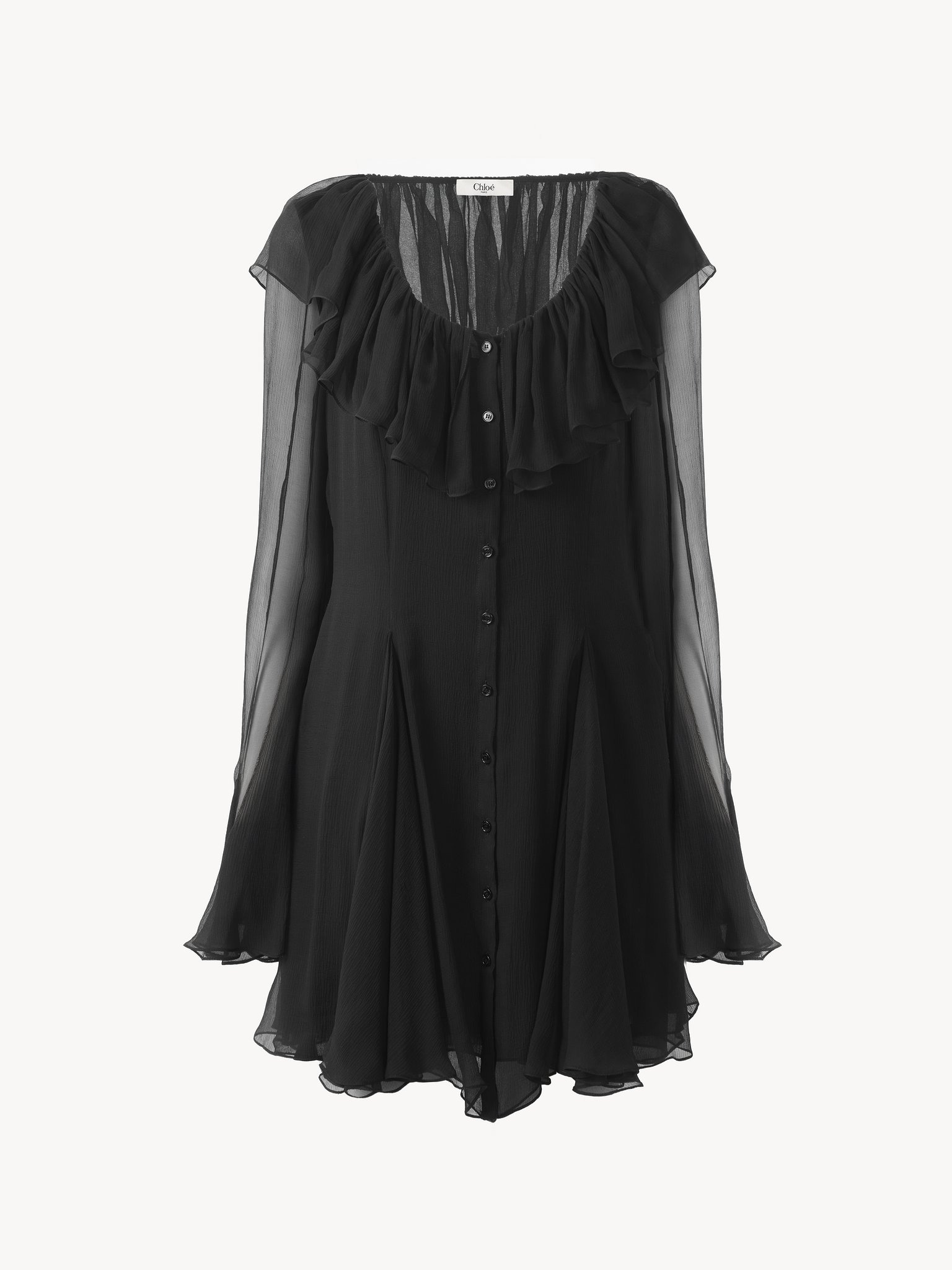 FLARED MINI DRESS IN SILK MOUSSELINE - 2
