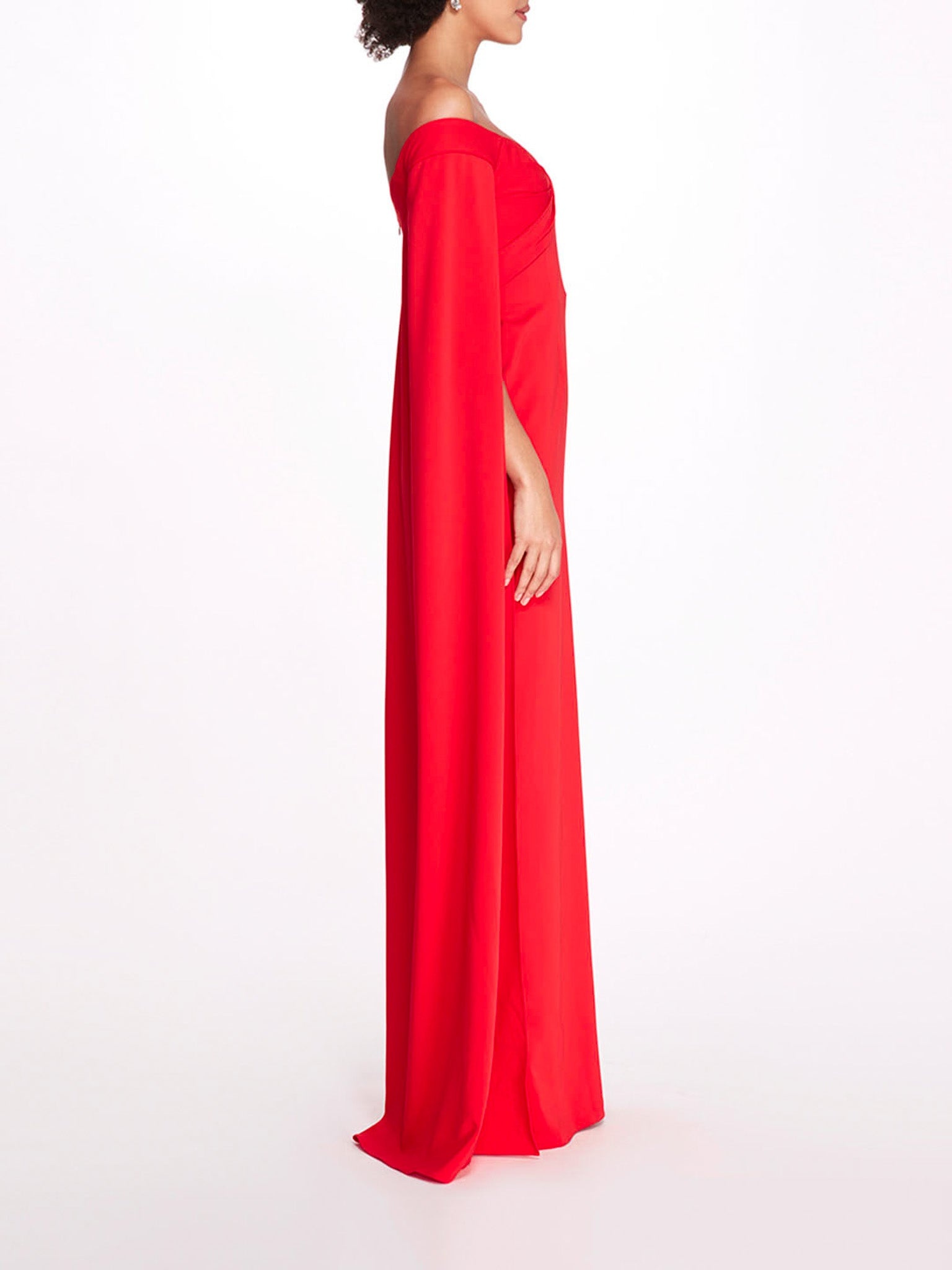 OFF SHOULDER CAPED COLUMN GOWN - 3