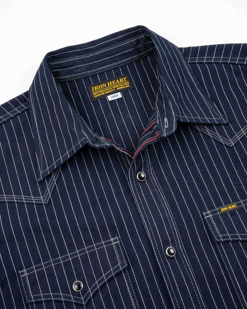8.5OZ HERRINGBONE STRIPE WESTERN SHIRT - INDIGO - 7