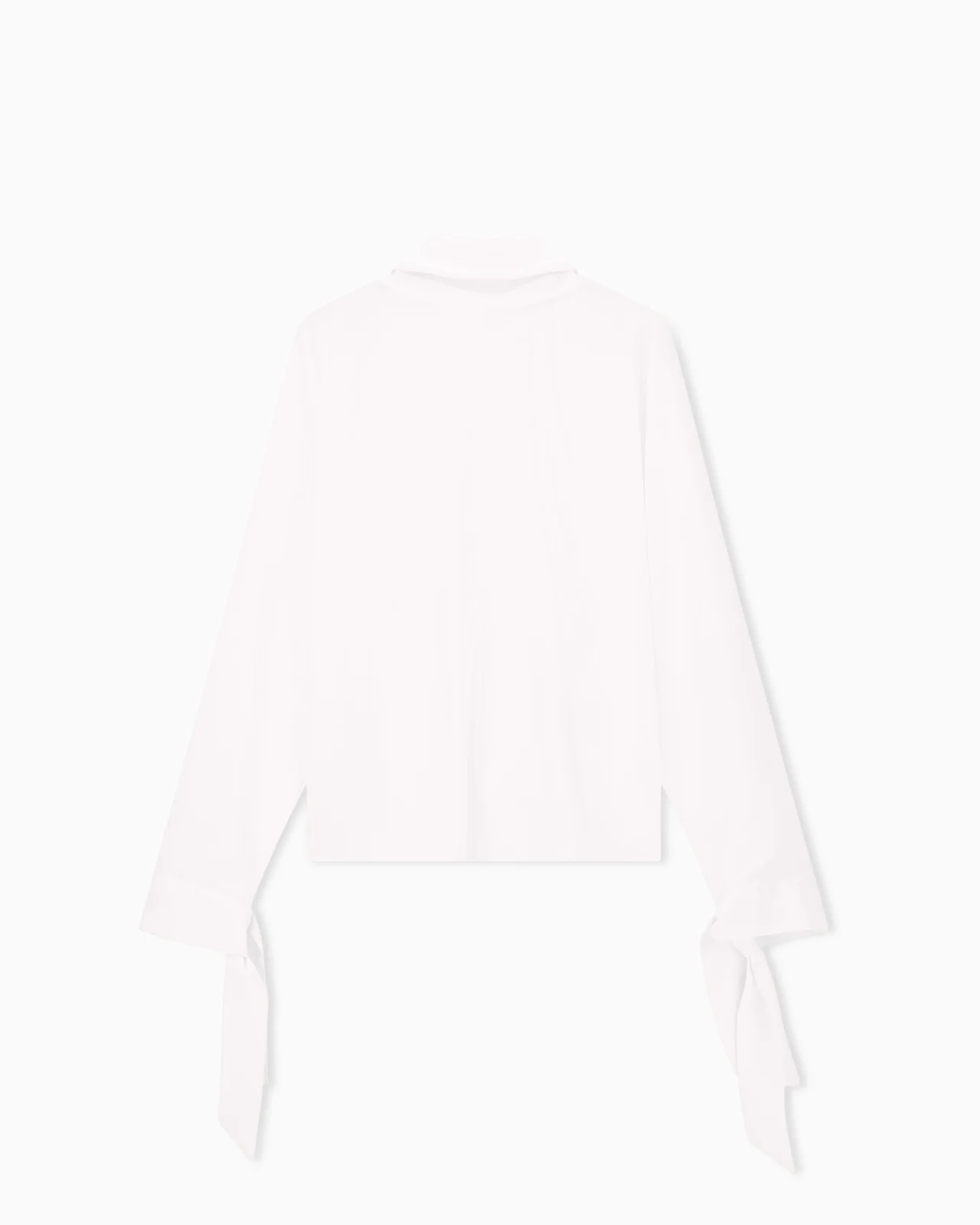 BLOUSE IN RECYCLED CREPE WITH HIGH NECKLINE AND TIE CUFFS - 1