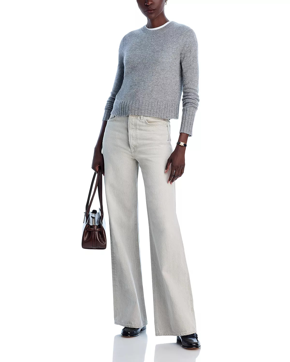 Cashmere Shrunken Crewneck Sweater - 2